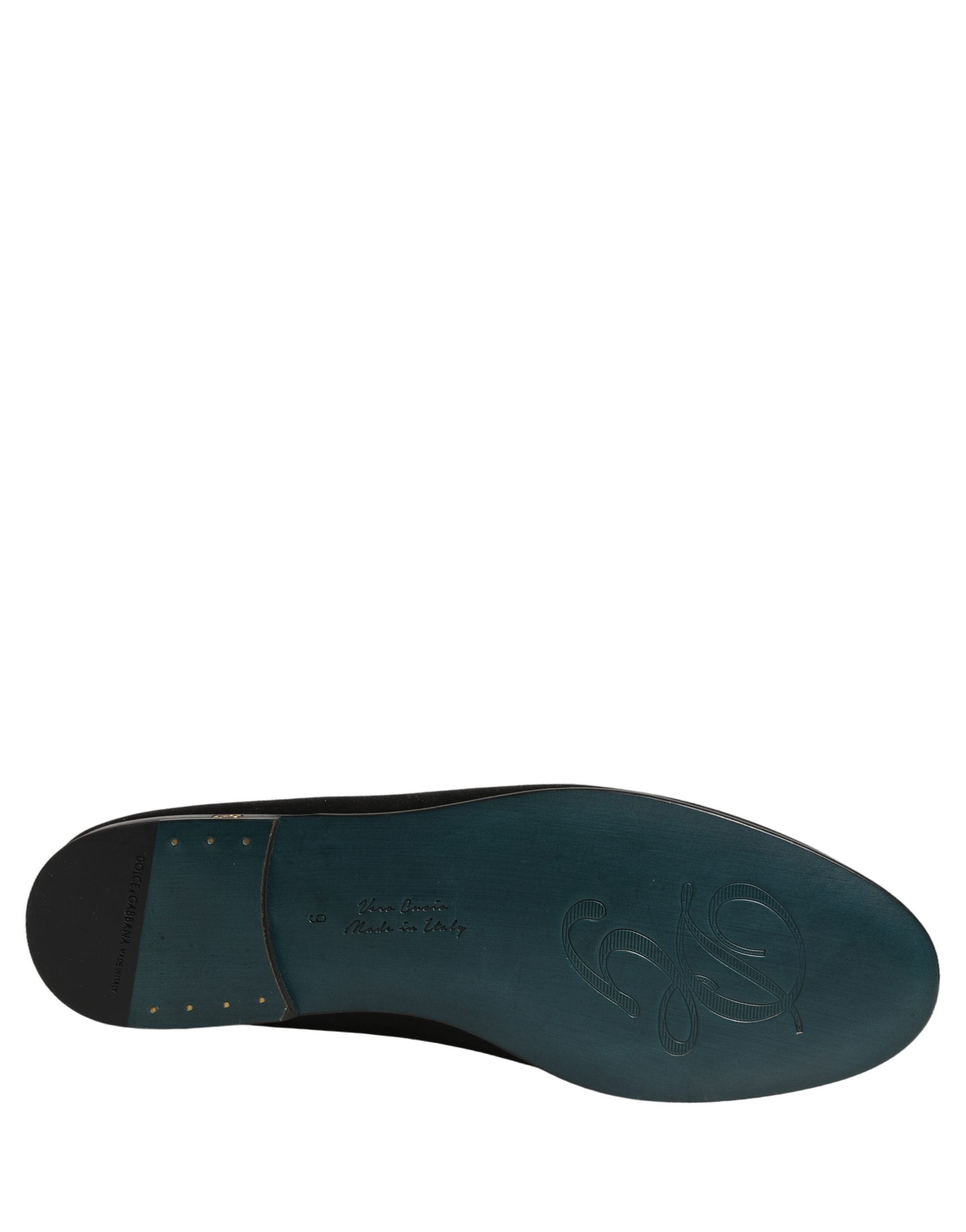 Dolce & Gabbana Black Satin Logo Slip On Flats Loafers Shoes Dolce & Gabbana