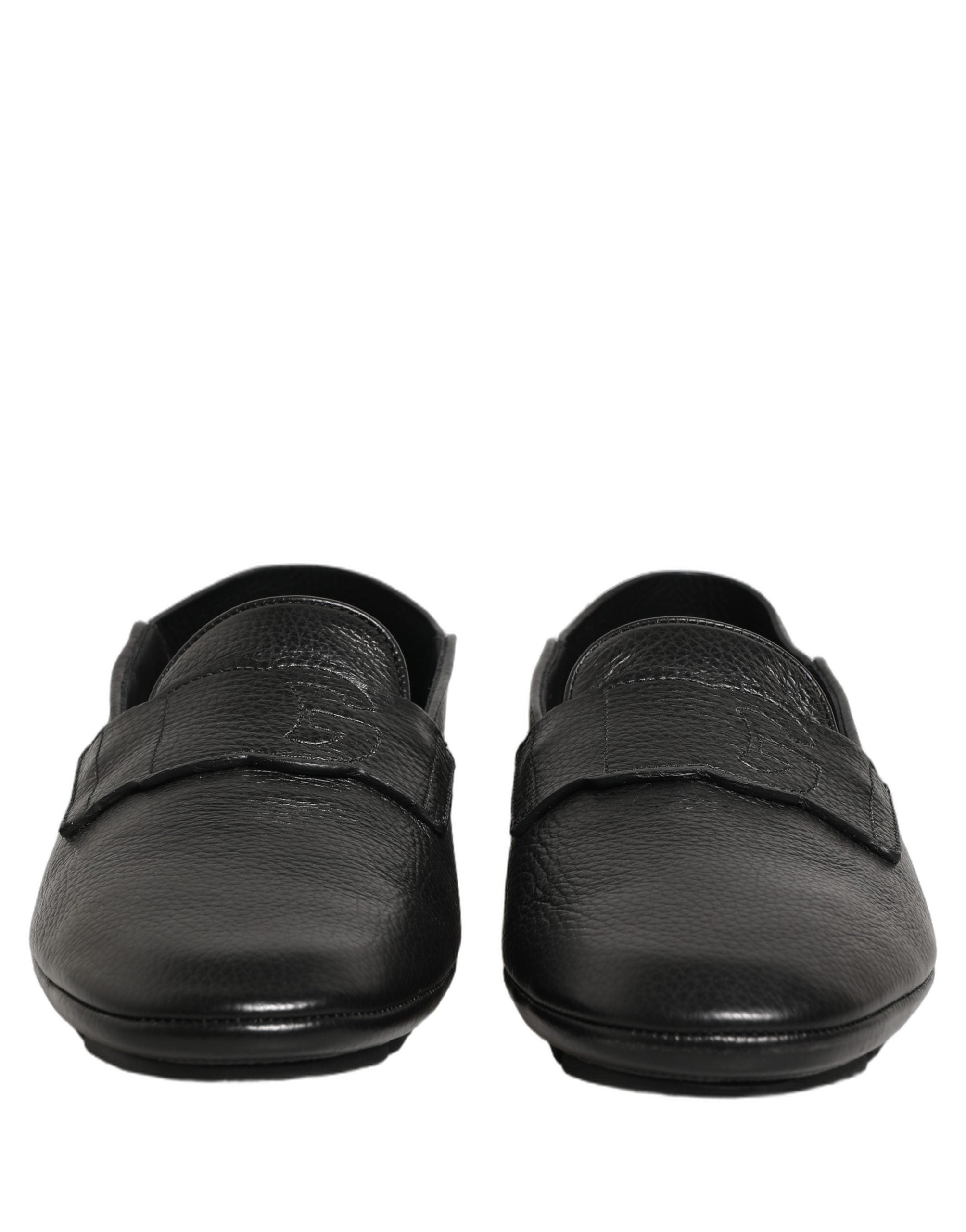 Dolce & Gabbana Black Deerskin Leather Driver Loafers Shoes Dolce & Gabbana