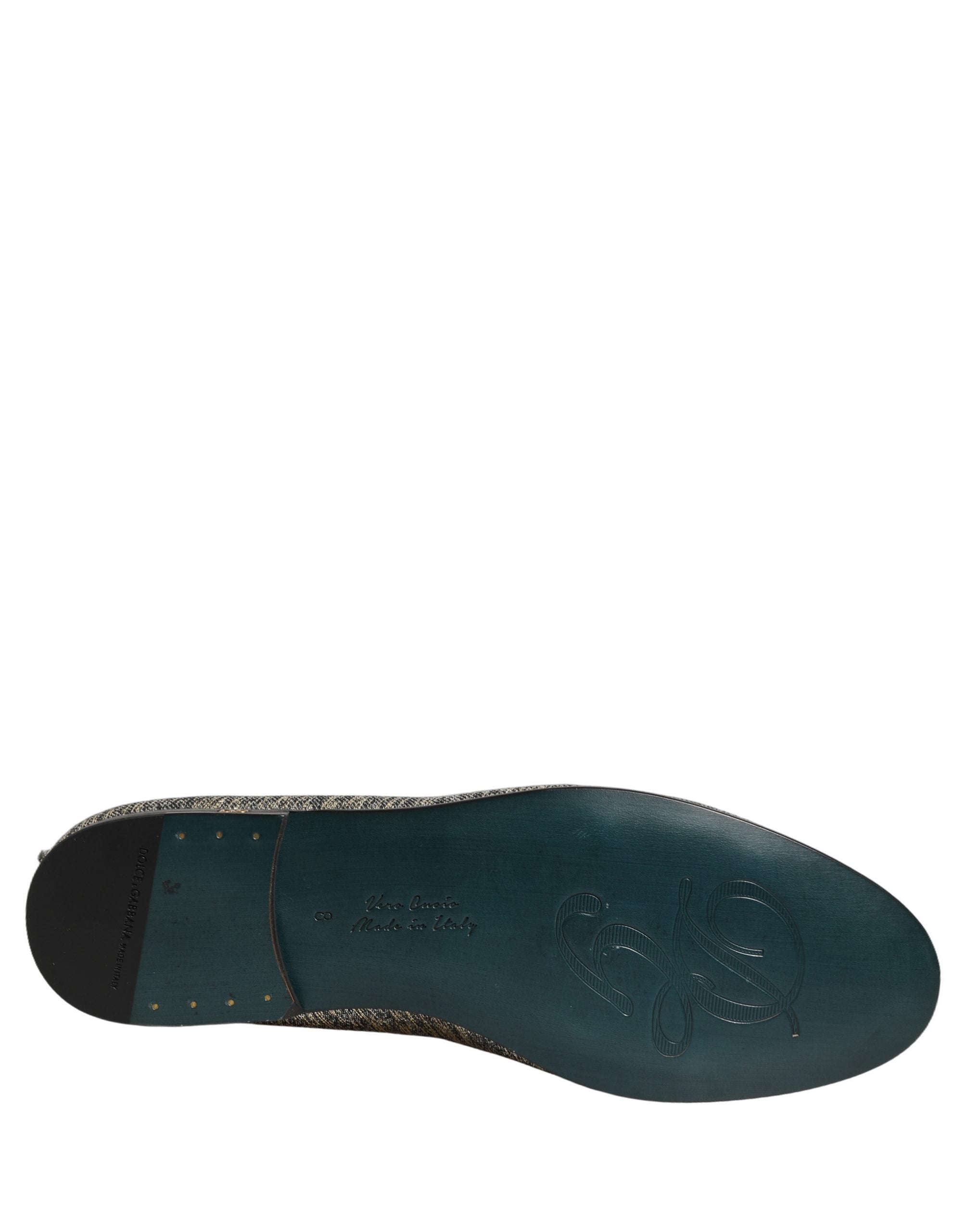 Dolce & Gabbana Gray Glitter Lurex DG Logo Dress Loafers Shoes Dolce & Gabbana