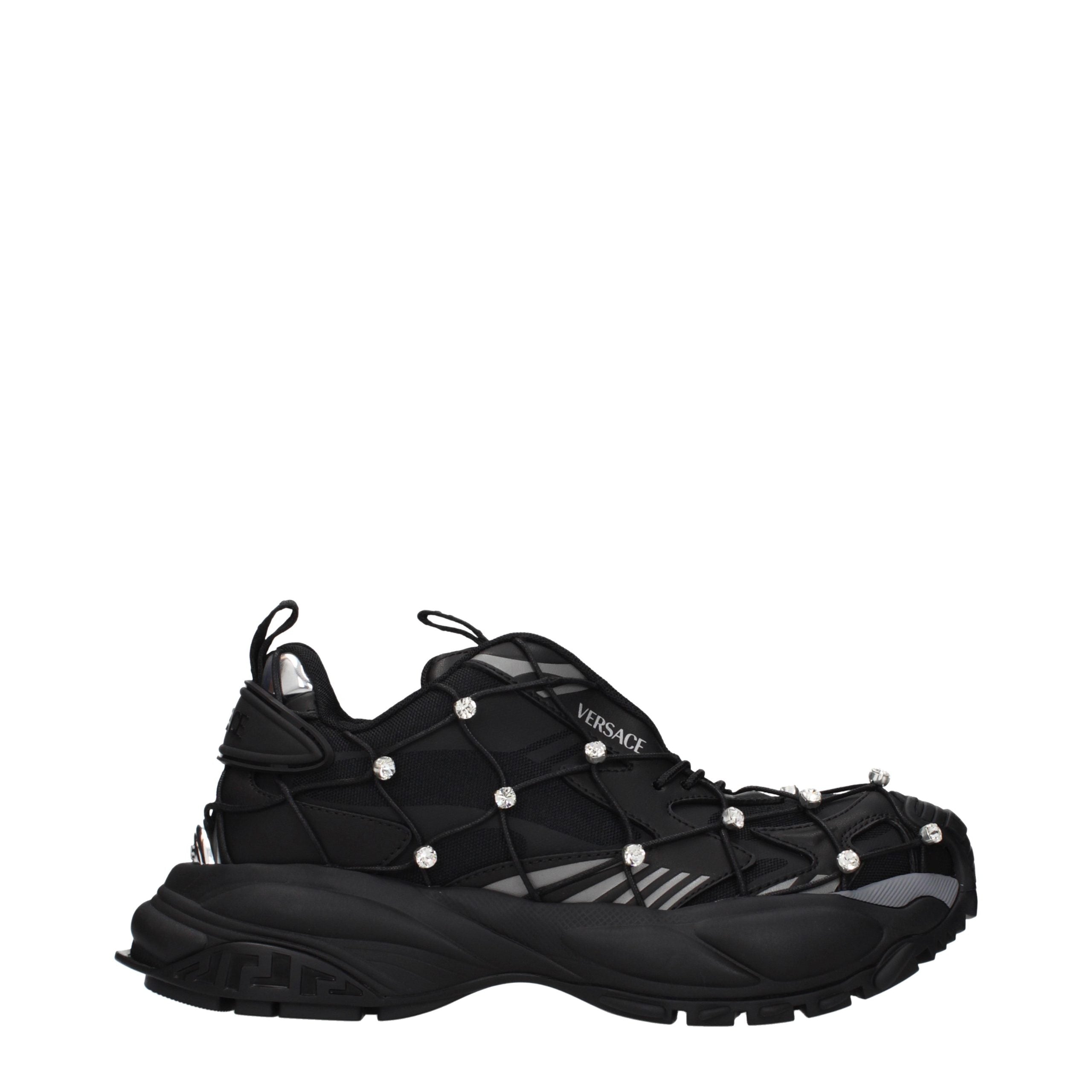 Versace Black Fabric Chunky Sneakers Versace