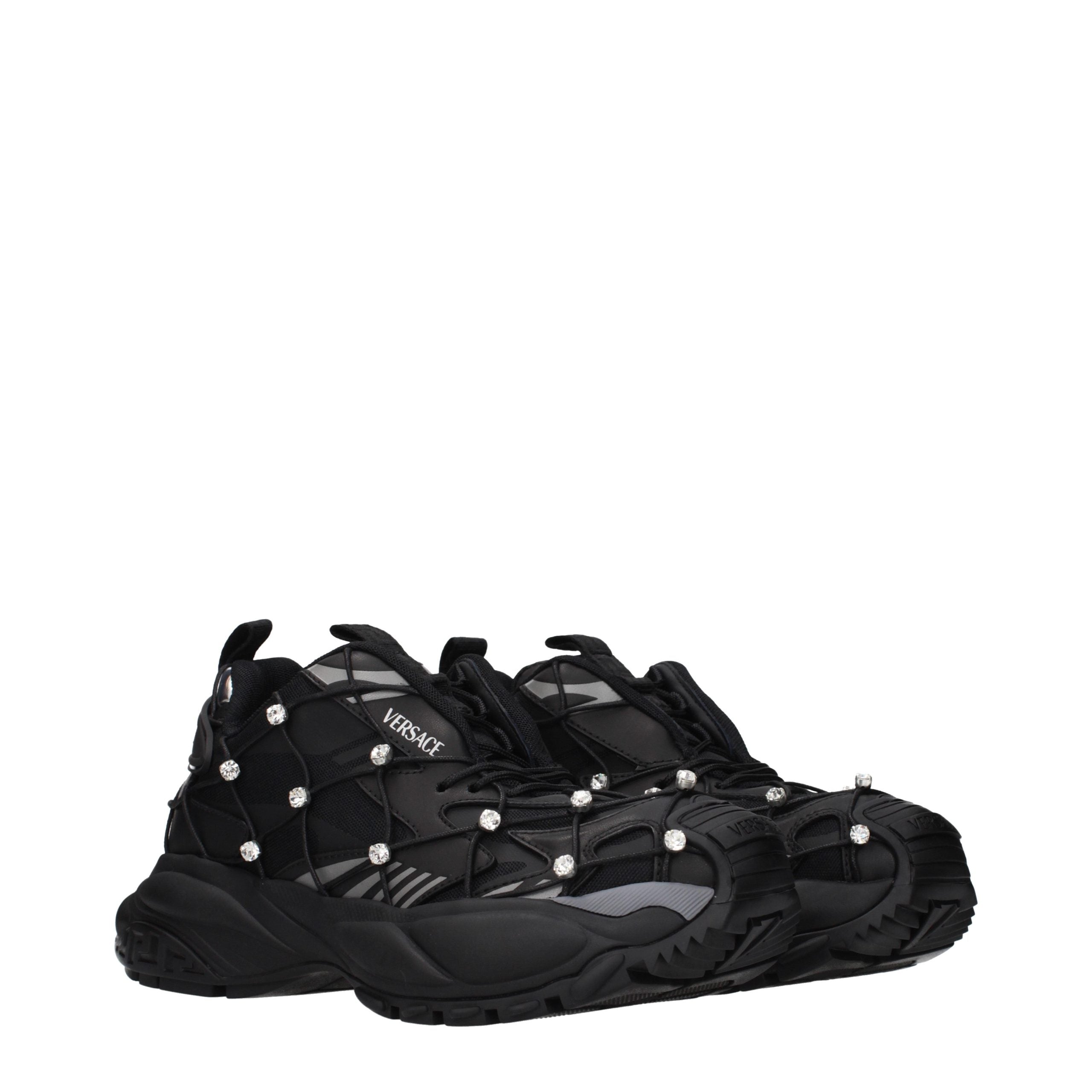 Versace Black Fabric Chunky Sneakers Versace