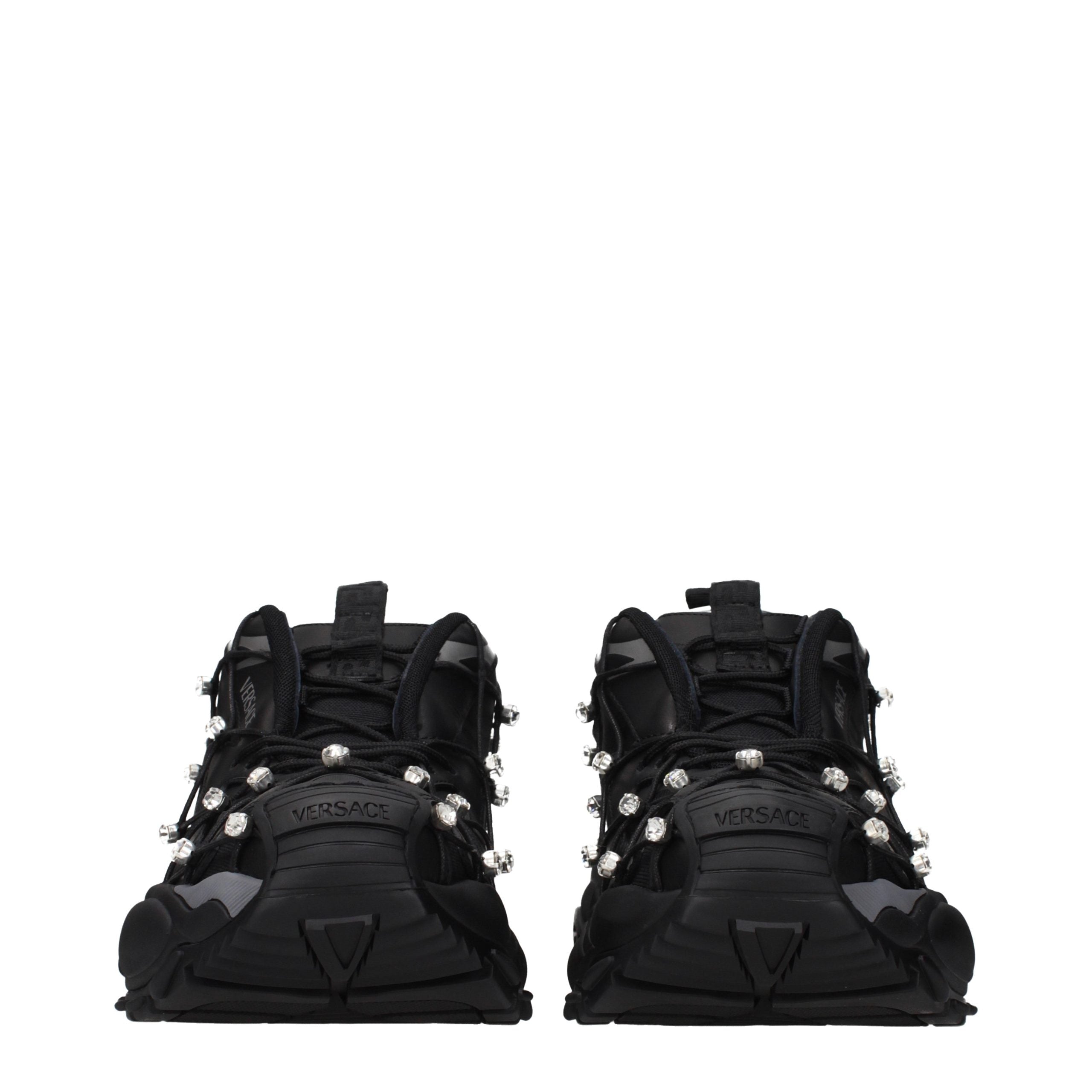 Versace Black Fabric Chunky Sneakers Versace