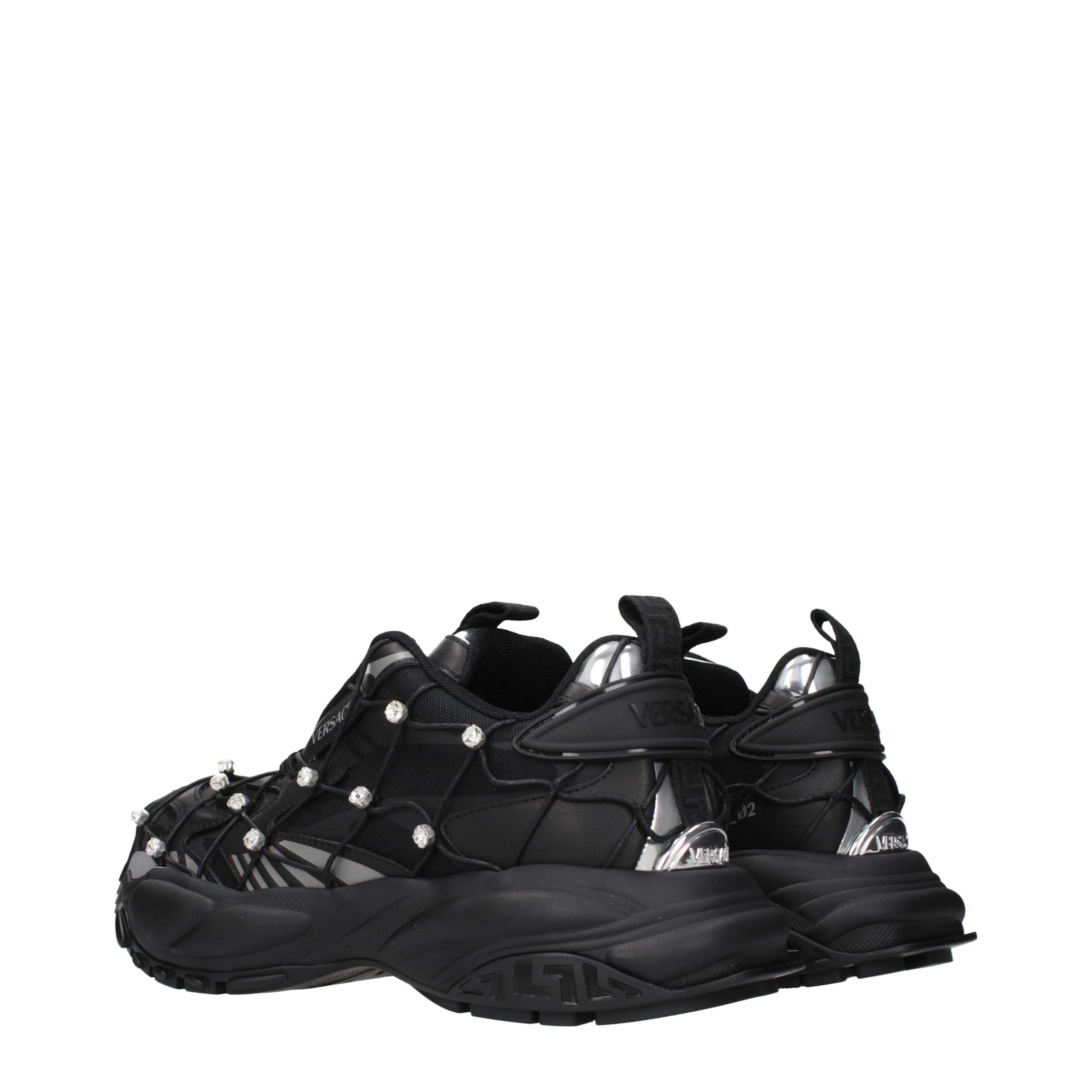 Versace Black Fabric Chunky Sneakers Versace