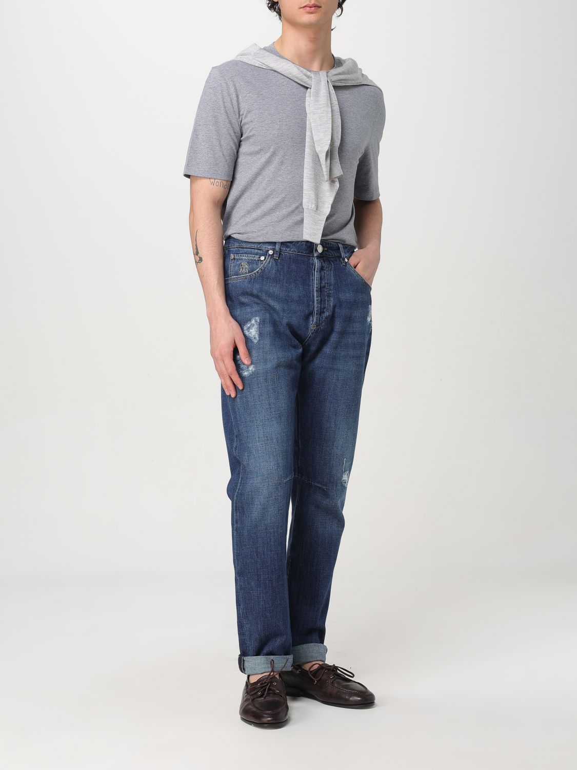 Brunello Cucinelli Blue Denim Straight-Leg Jeans Brunello Cucinelli