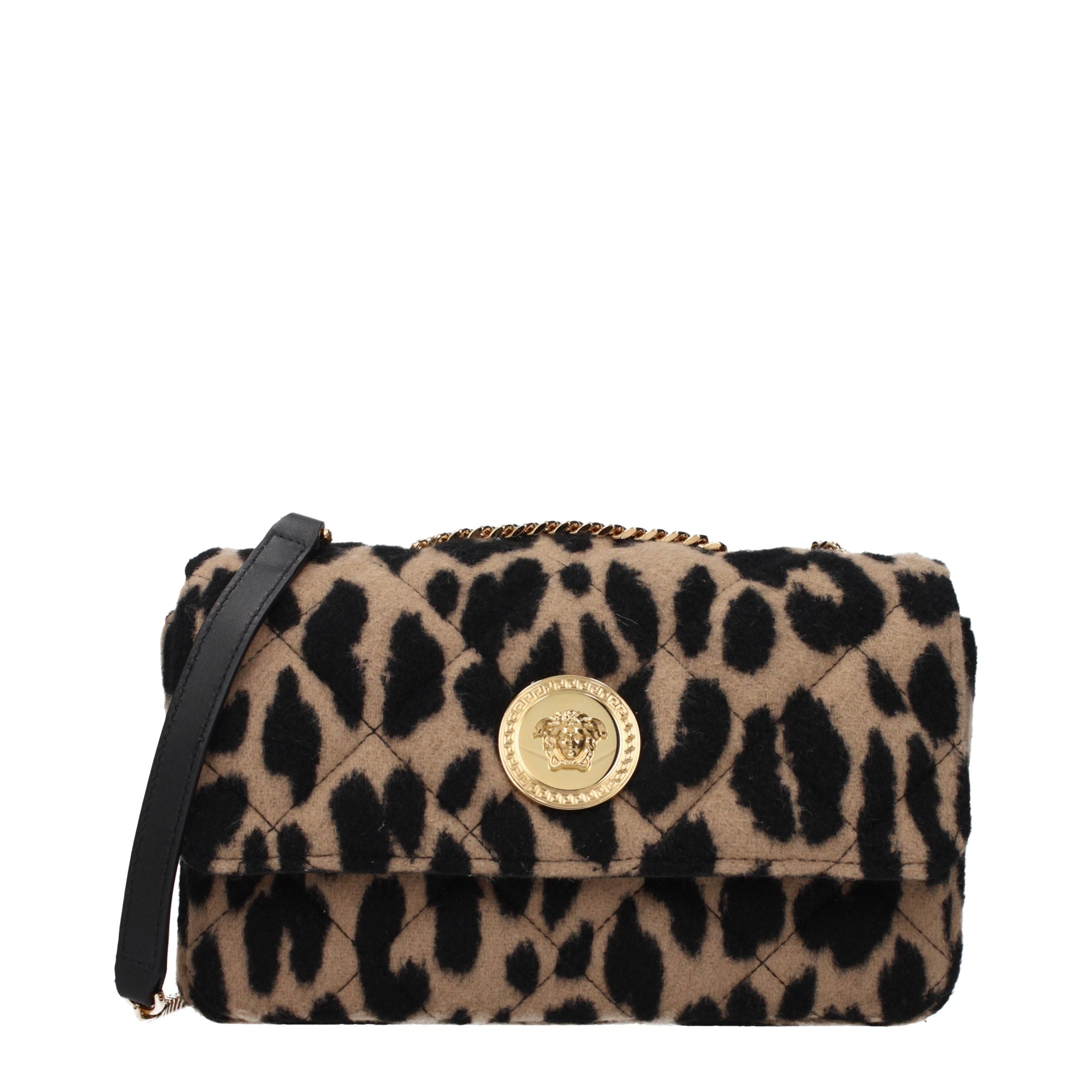 Versace Brown Wool Shoulder Bag Versace