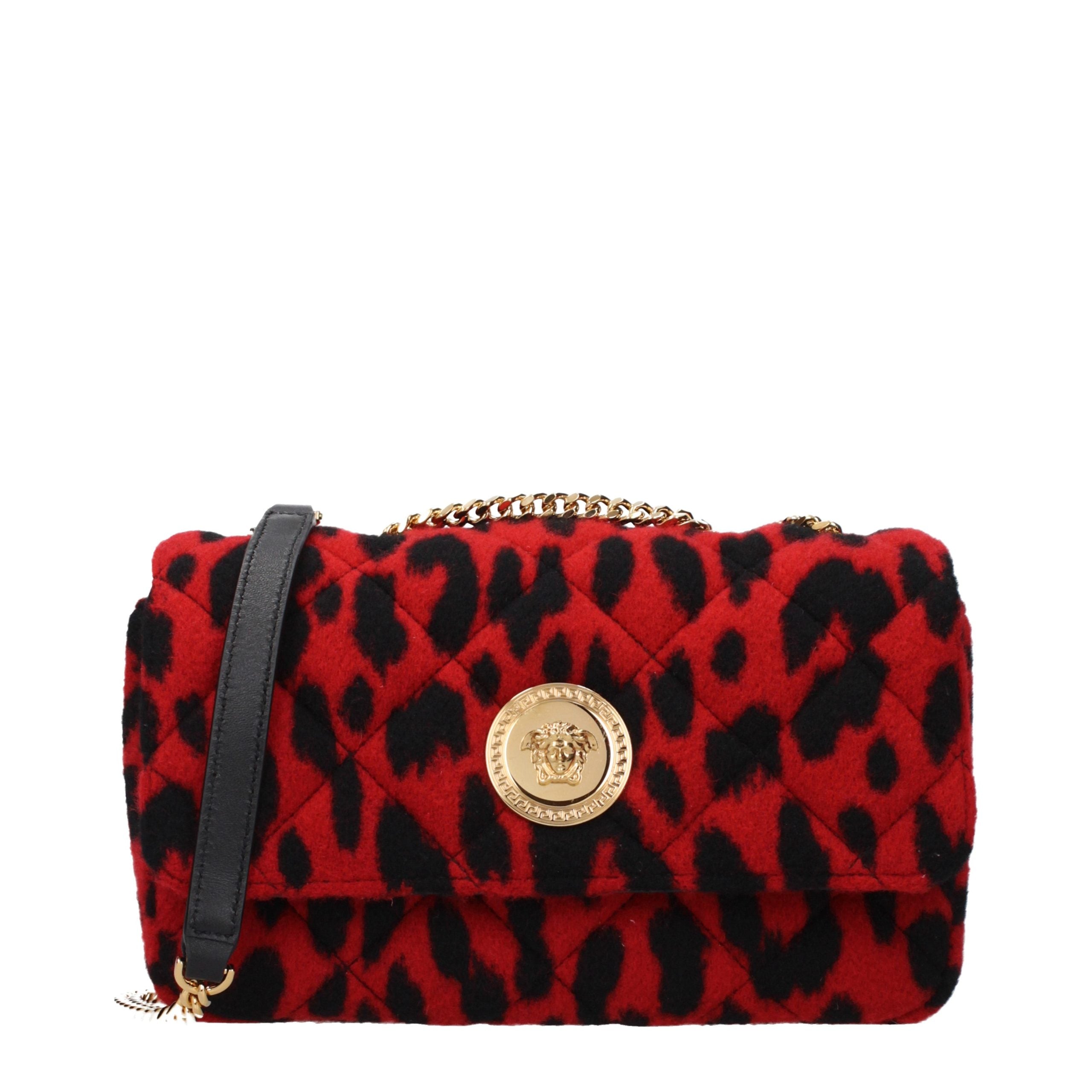 Versace Red Wool Shoulder Bag Versace