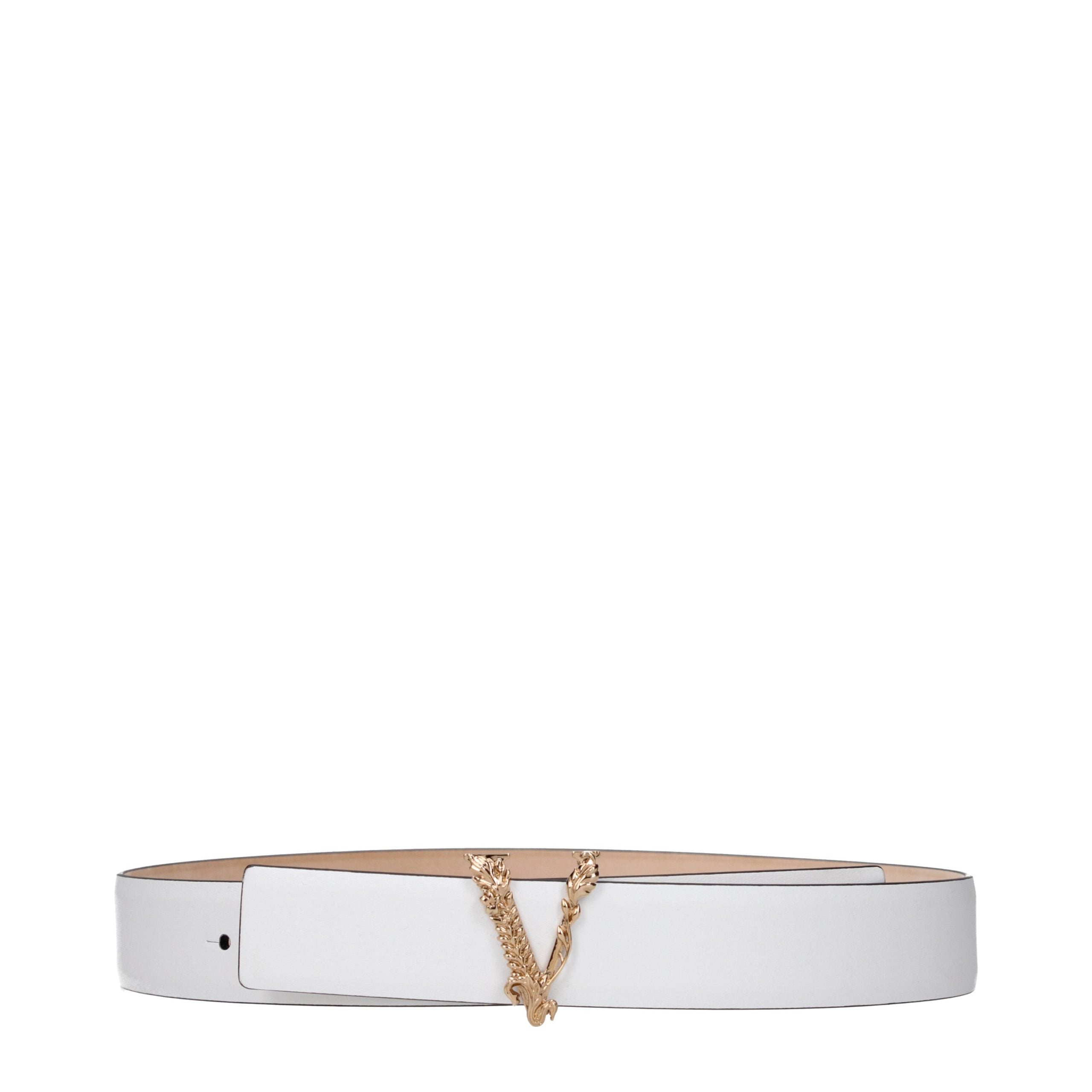 Versace White Leather Regular Belt Versace