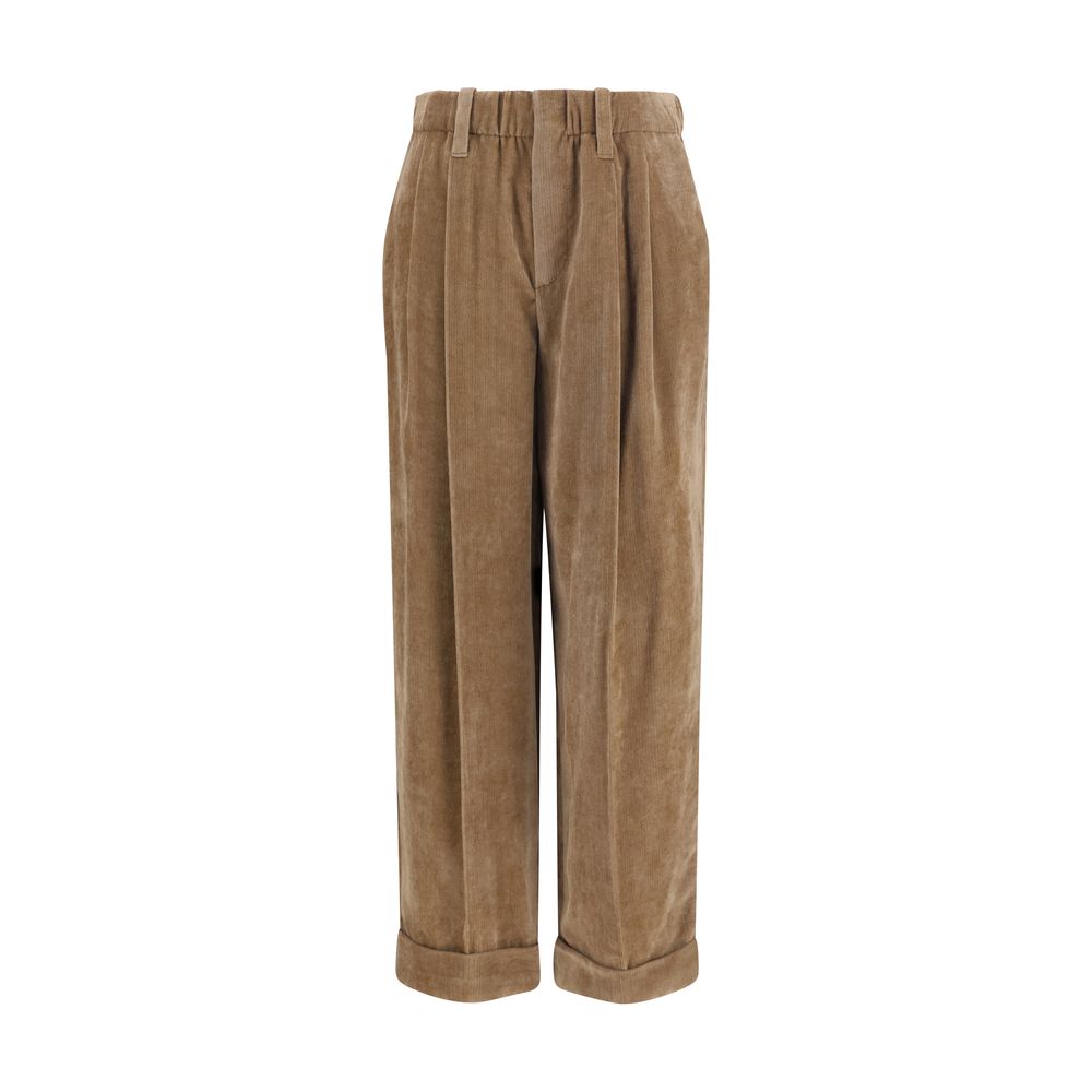 Brunello Cucinelli Brown Viscose Casual Pants Brunello Cucinelli