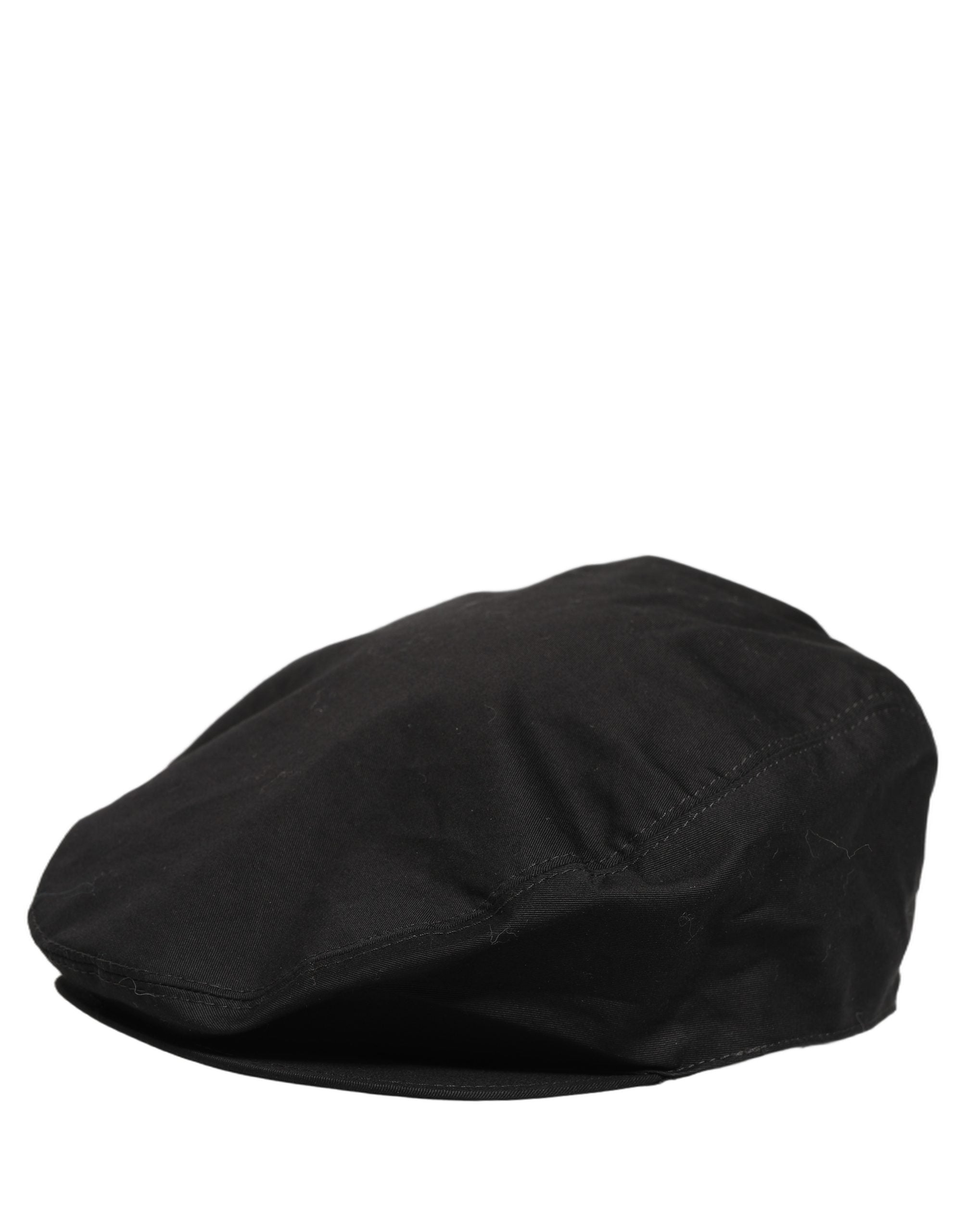 Dolce & Gabbana Men Black Cotton Stretch Newsboy Cloth Capello Hat Dolce & Gabbana