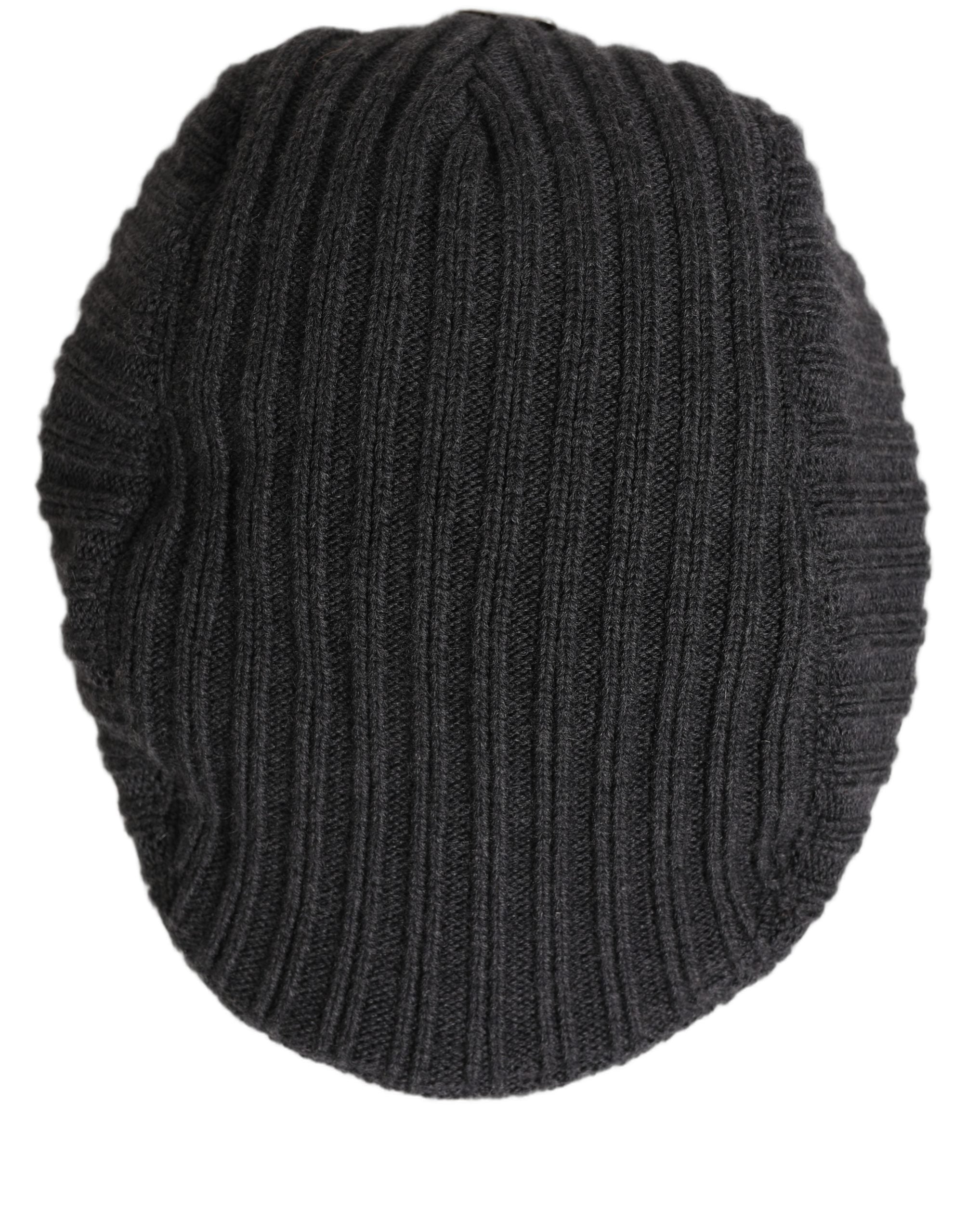 Dolce & Gabbana Men Dark Gray Wool Knitted Newsboy Capello Hat Dolce & Gabbana