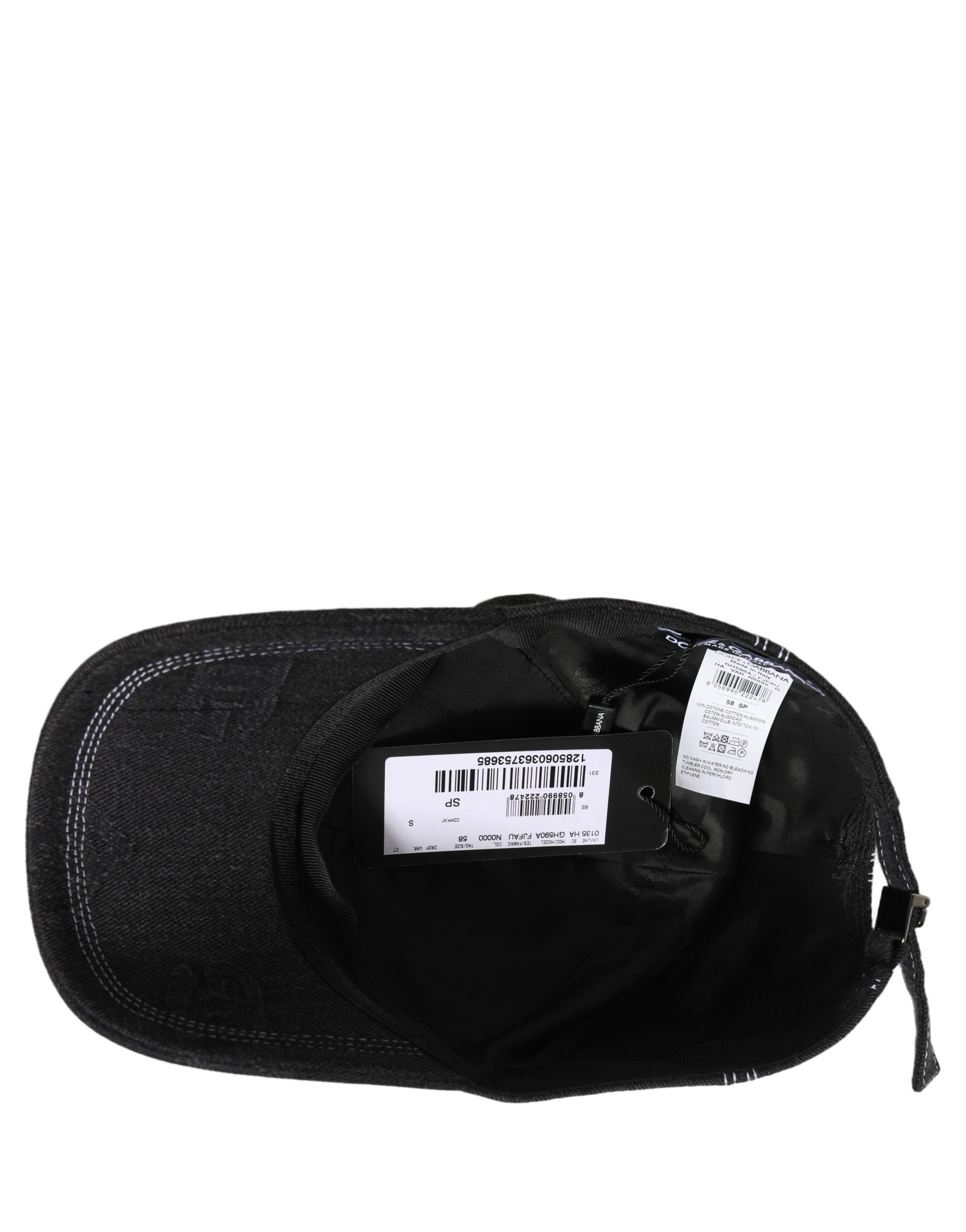 Dolce & Gabbana Men Black Cotton 6 Panel Baseball Capello Hat Dolce & Gabbana