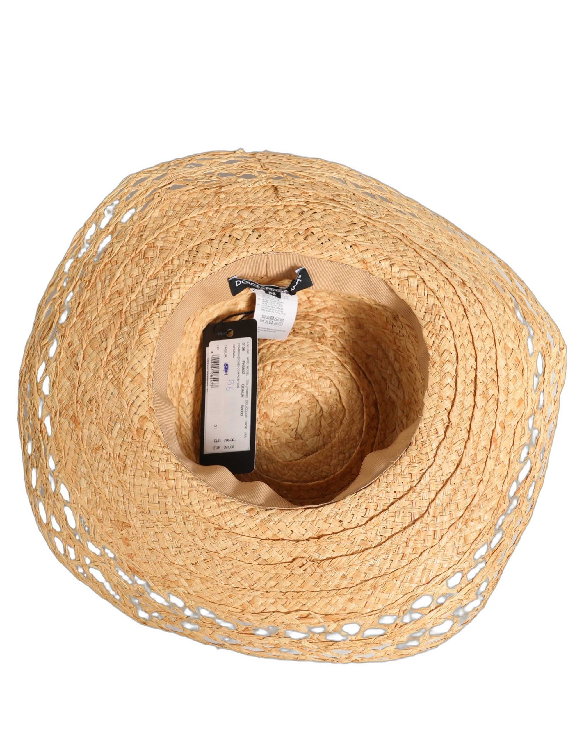 Dolce & Gabbana Women Beige Wide Brim Floral Bucket Capello Hat Dolce & Gabbana