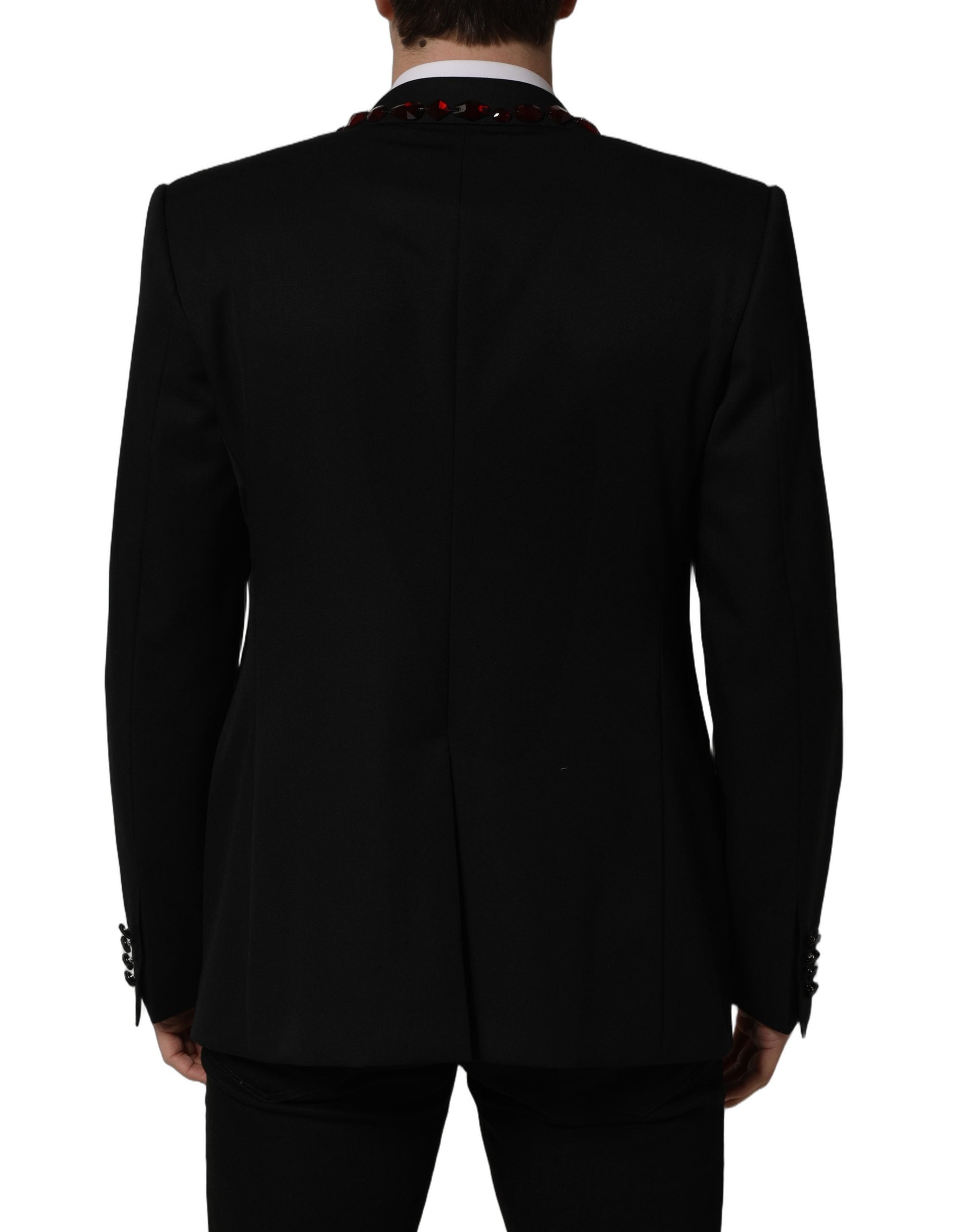 Dolce & Gabbana Black Crystal Embellished Coat Blazer Jacket Dolce & Gabbana