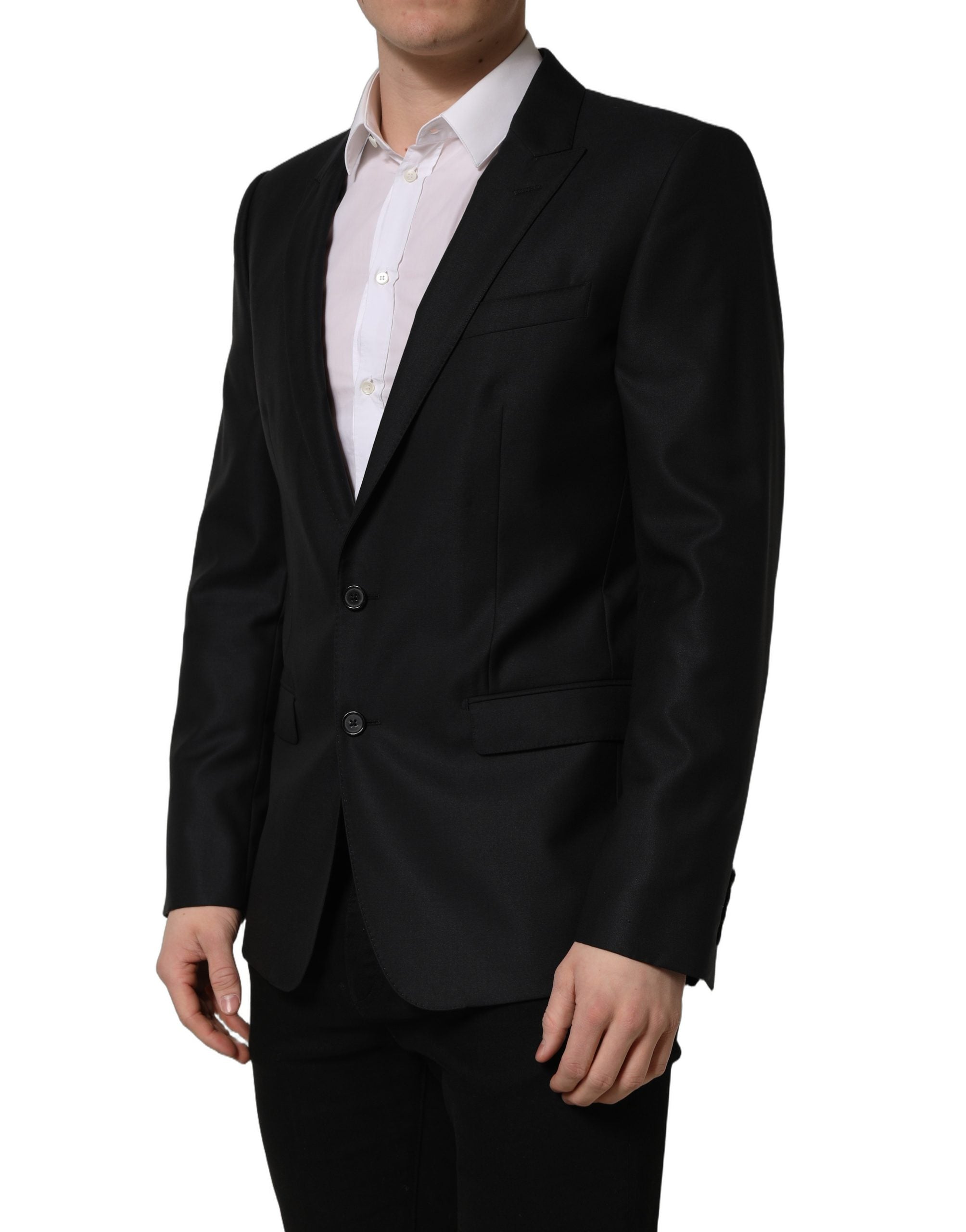 Dolce & Gabbana Black Wool Single Breasted Men Blazer Jacket Dolce & Gabbana