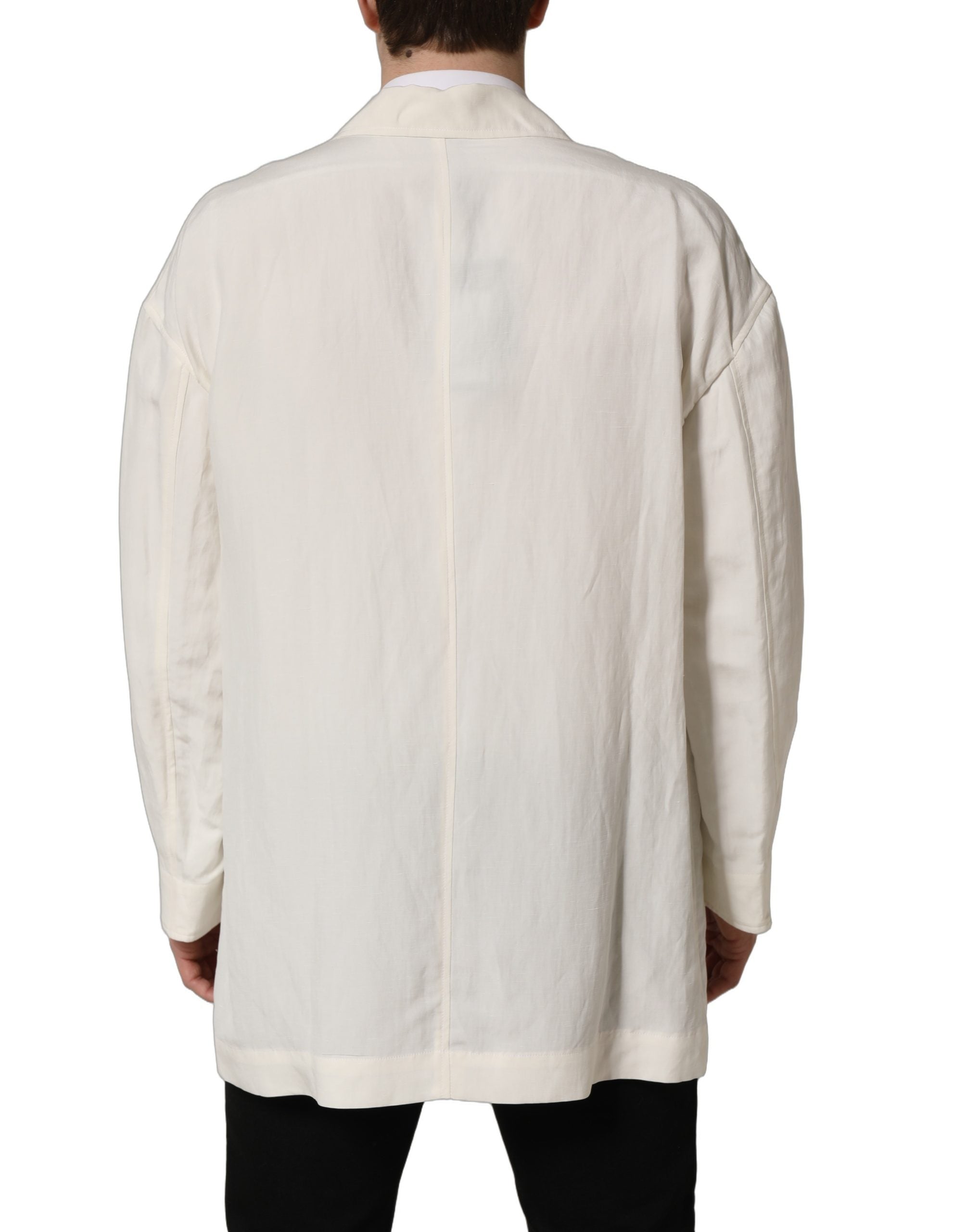 Dolce & Gabbana Off White Flax Single Breasted Blazer Jacket Dolce & Gabbana