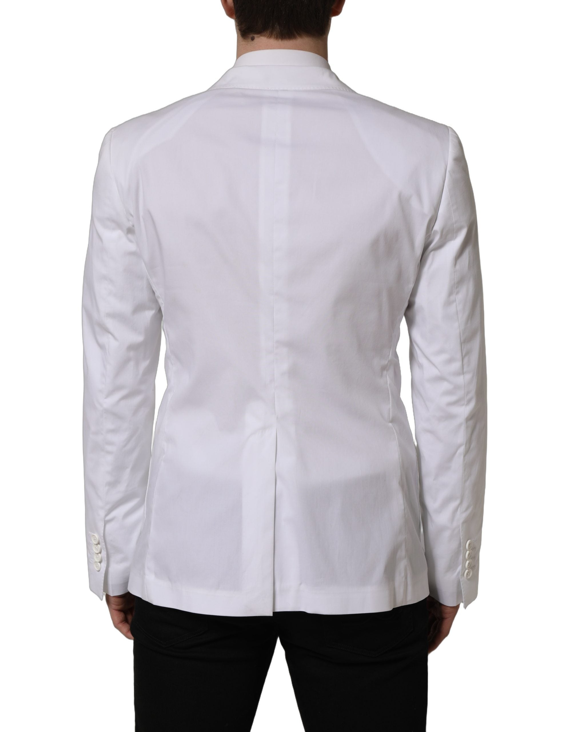 Dolce & Gabbana White Cotton Double Breasted Blazer Jacket Dolce & Gabbana