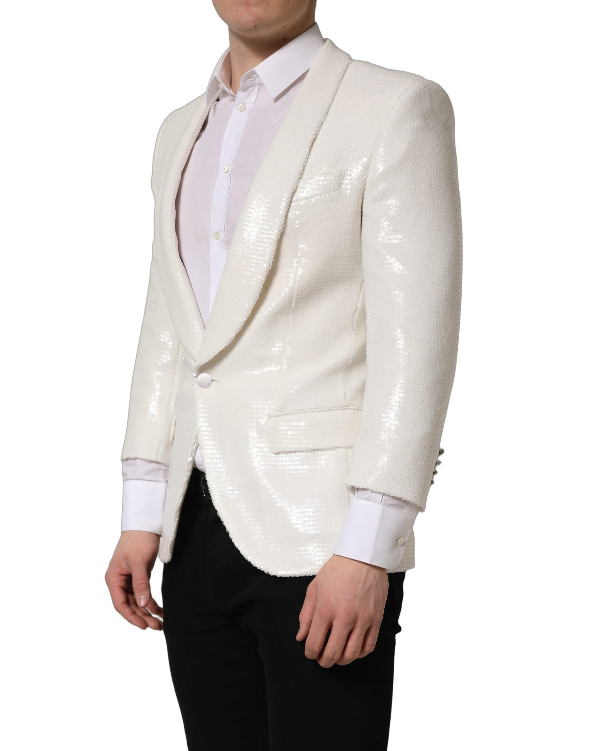Dolce & Gabbana White Viscose Single Breasted Blazer Jacket Dolce & Gabbana