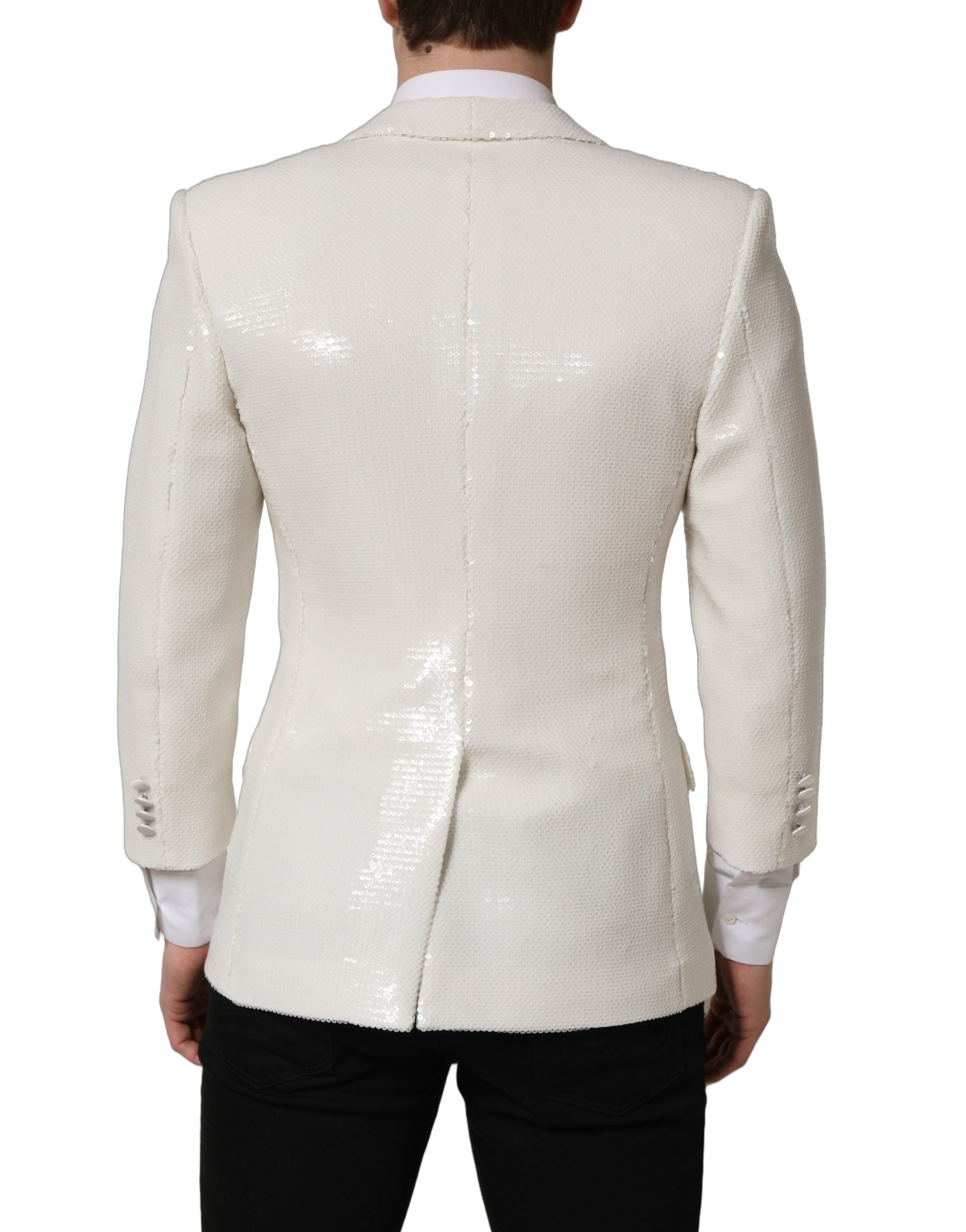 Dolce & Gabbana White Viscose Single Breasted Blazer Jacket Dolce & Gabbana