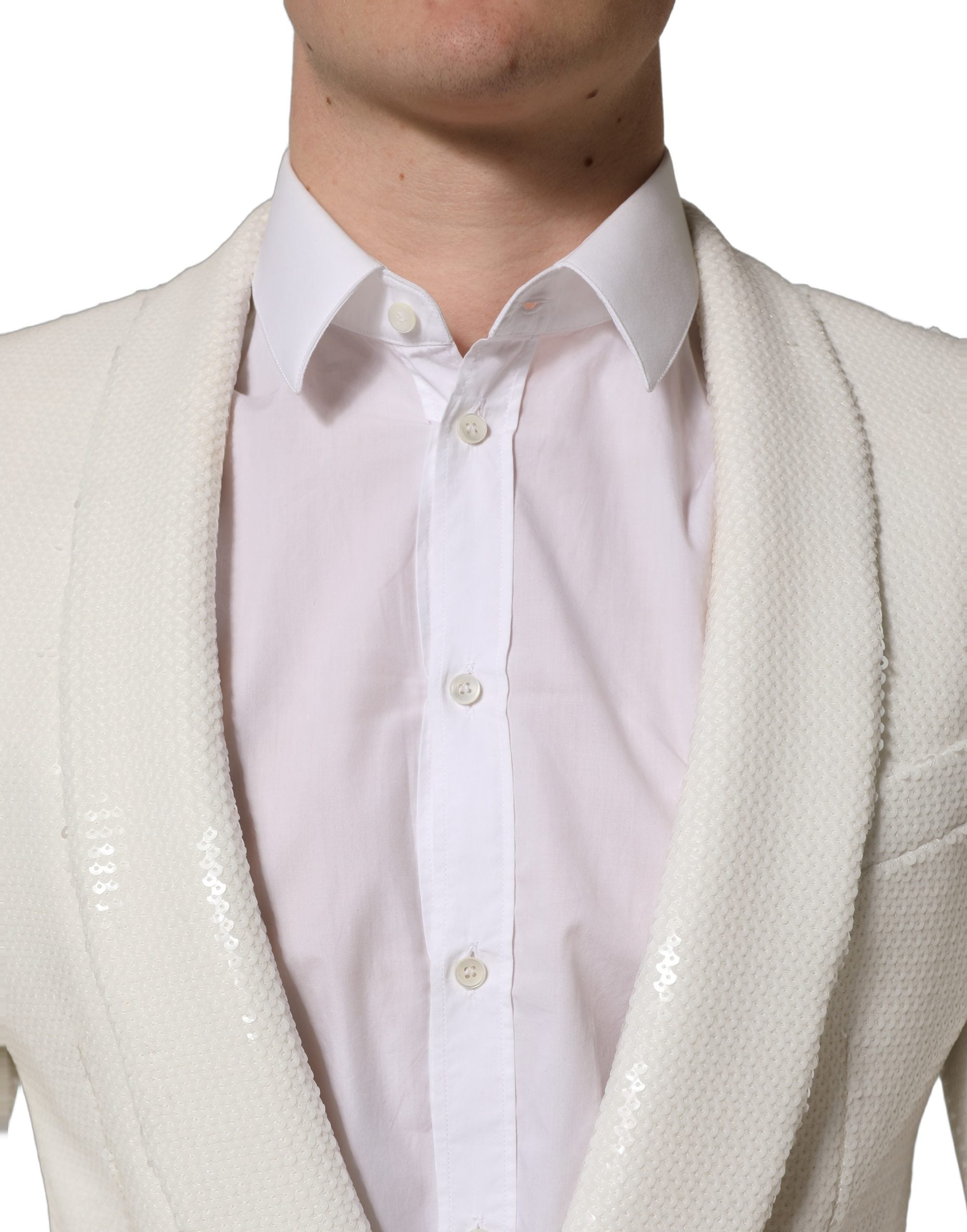 Dolce & Gabbana White Viscose Single Breasted Blazer Jacket Dolce & Gabbana