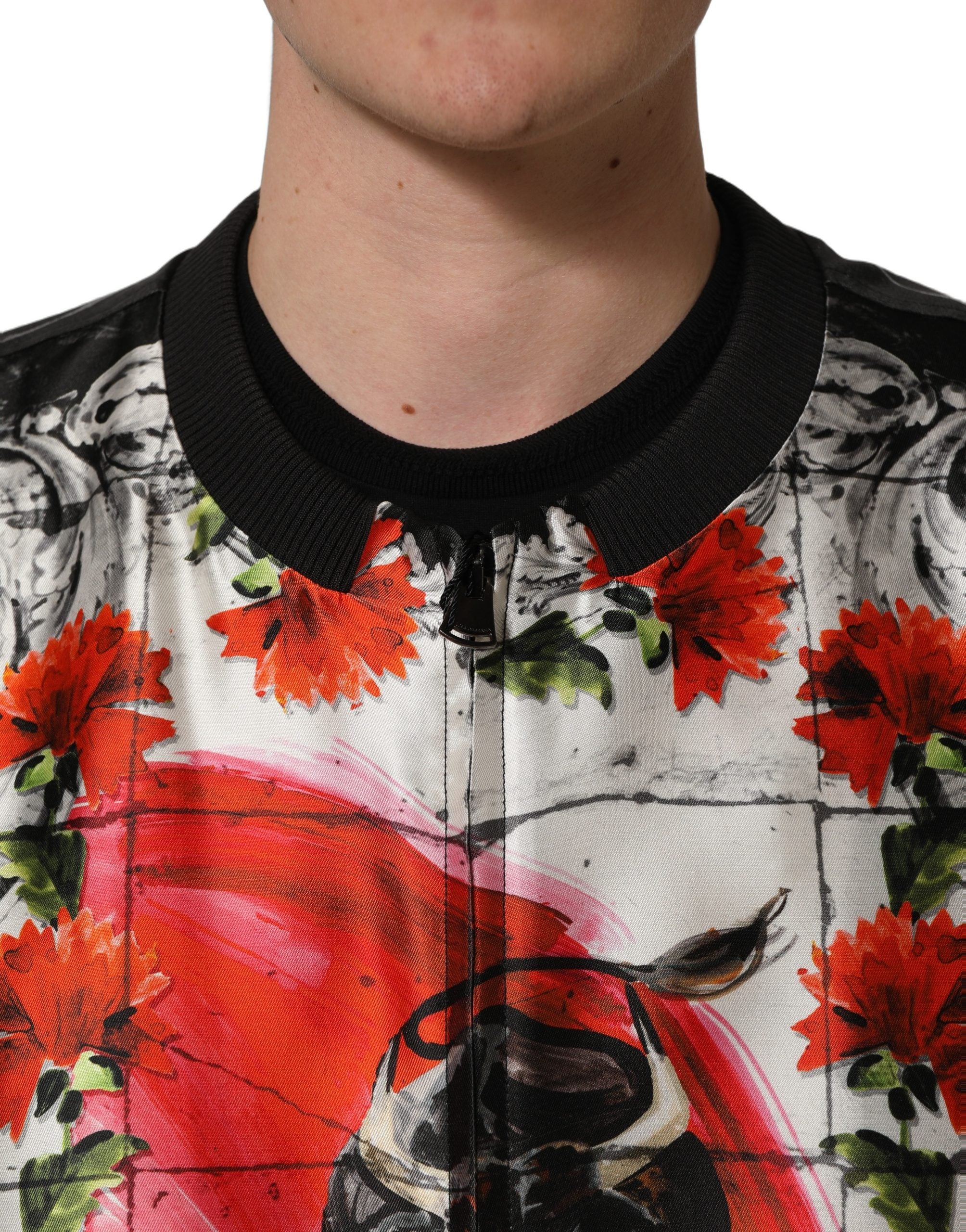Dolce & Gabbana Multicolor Majolica Bull Print Bomber Jacket Dolce & Gabbana