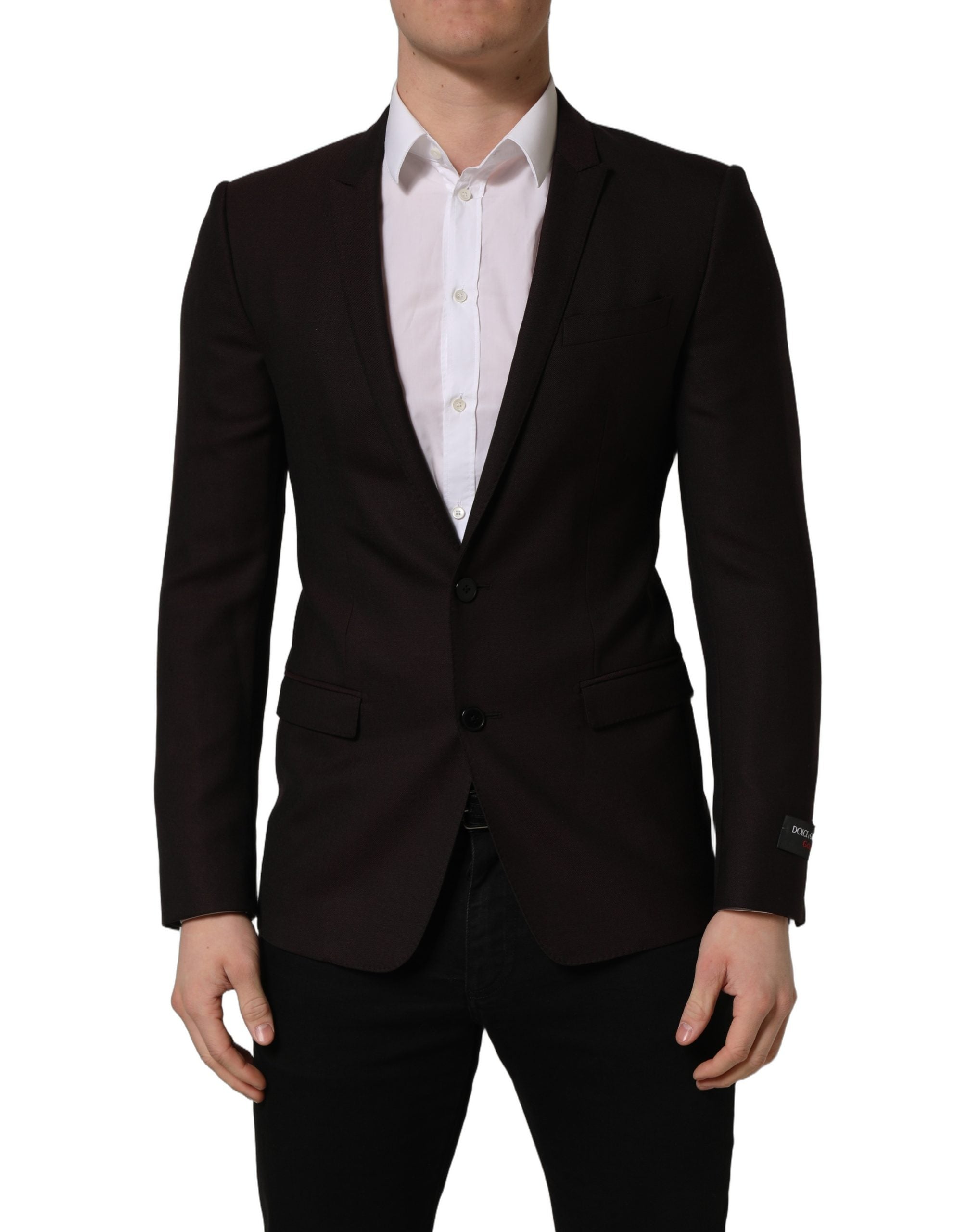 Dolce & Gabbana Brown Wool GOLD Single Breasted Men Jacket Dolce & Gabbana