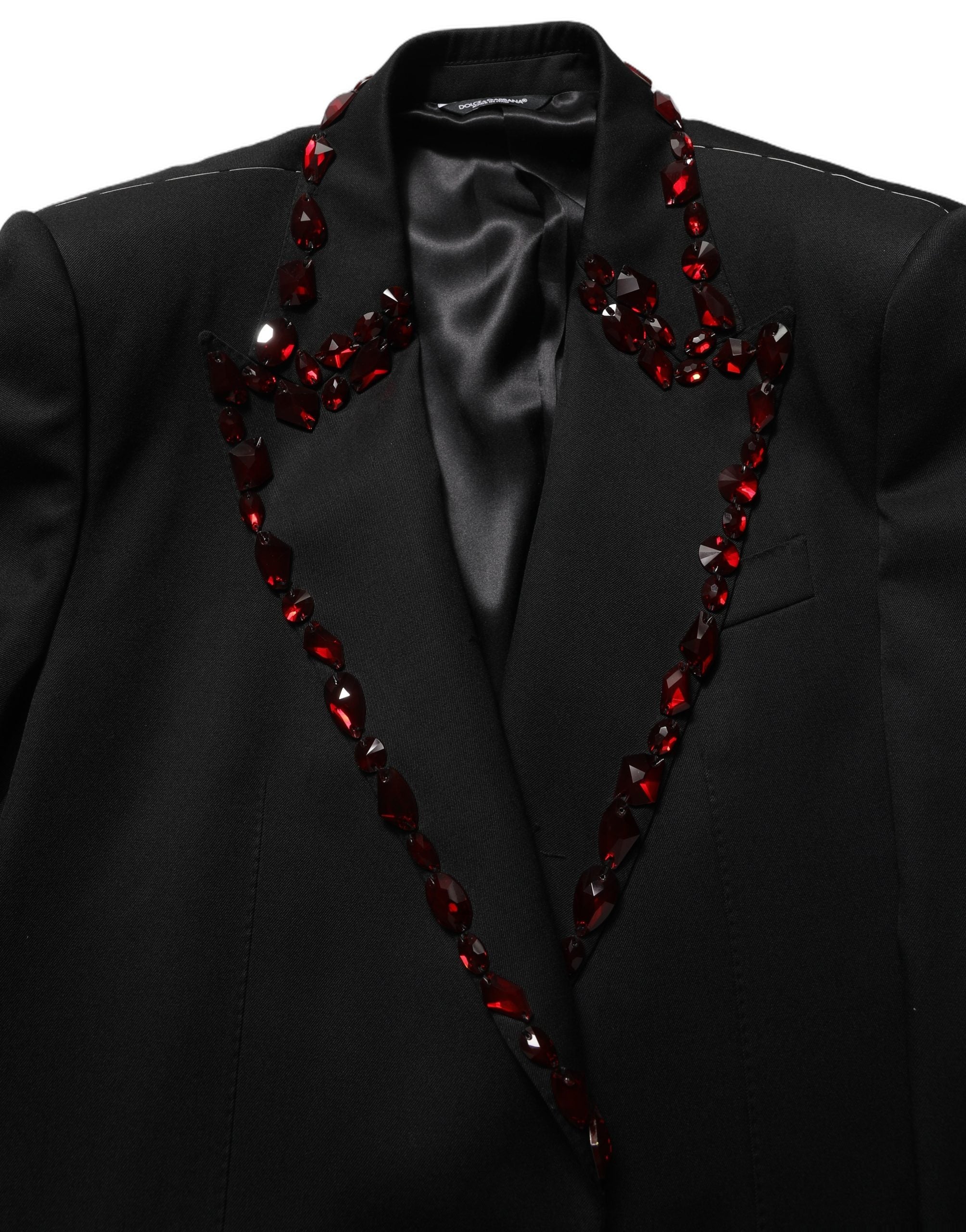 Dolce & Gabbana Black Crystal Embellished Coat Blazer Jacket Dolce & Gabbana