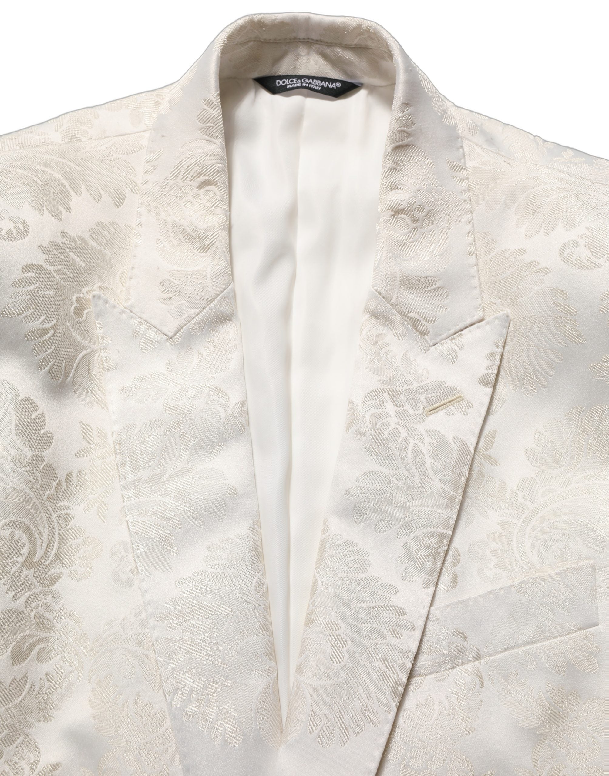 Dolce & Gabbana Off White Floral Single Breasted Men Jacket Dolce & Gabbana