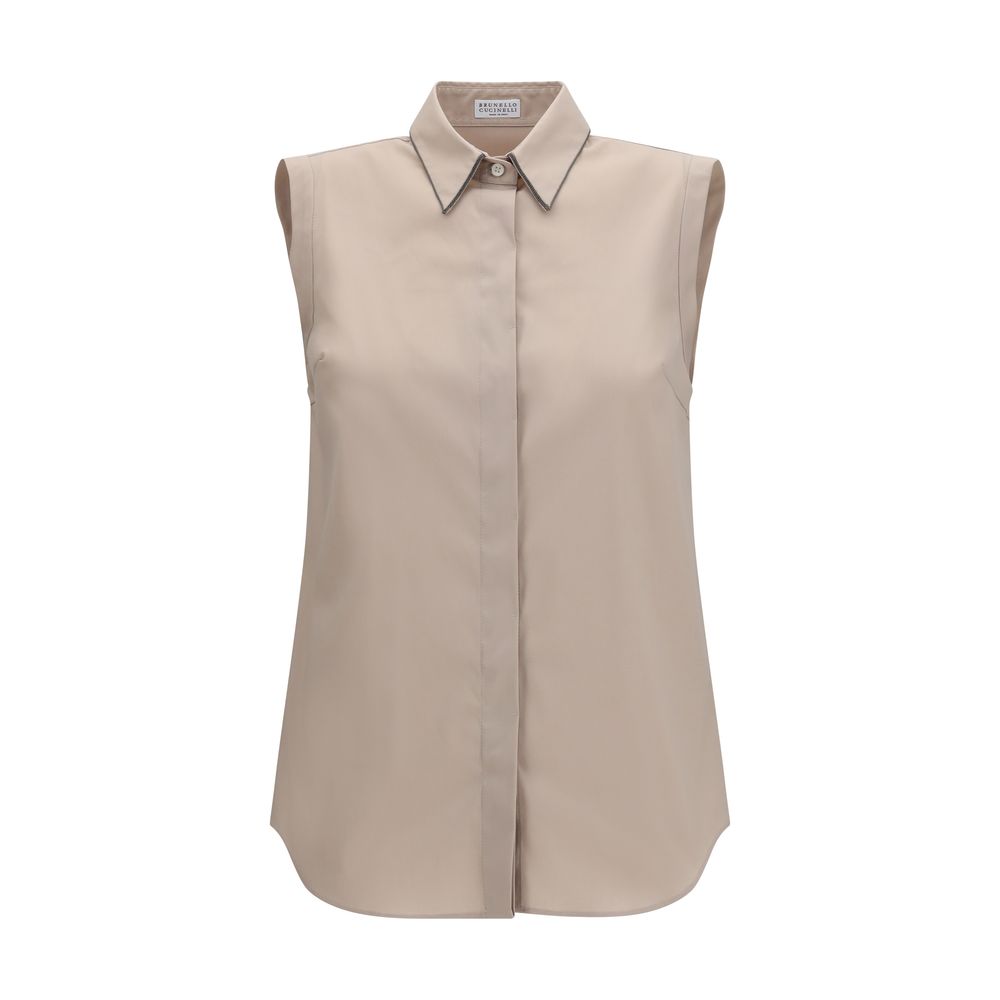 Brunello Cucinelli Beige Cotton Shirt Brunello Cucinelli