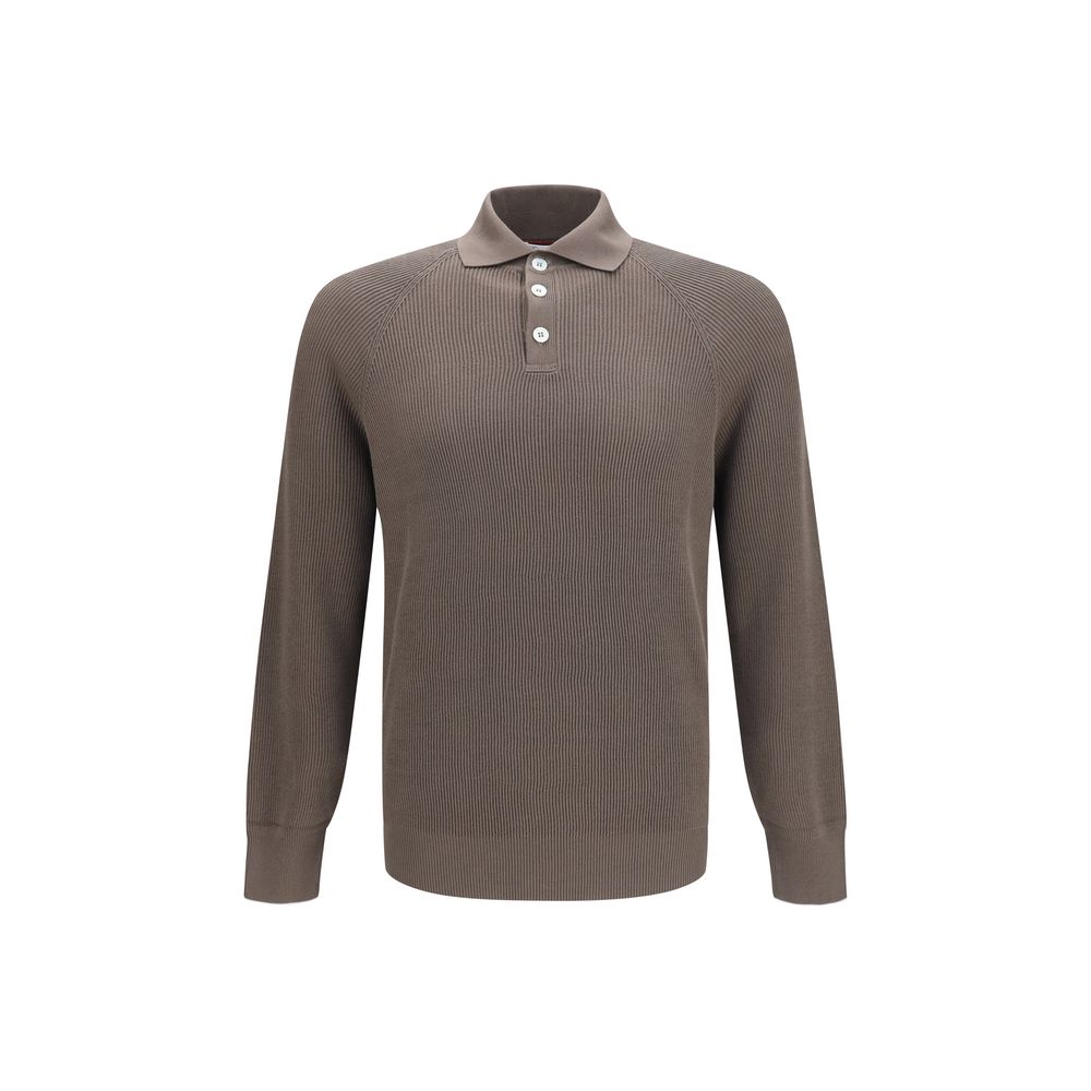 Brunello Cucinelli Brown Cotton Polo Shirt Brunello Cucinelli