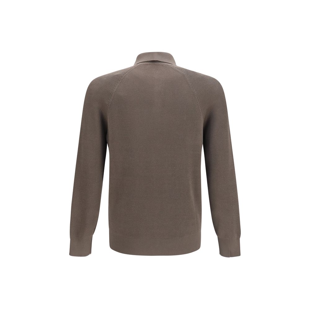 Brunello Cucinelli Brown Cotton Polo Shirt Brunello Cucinelli
