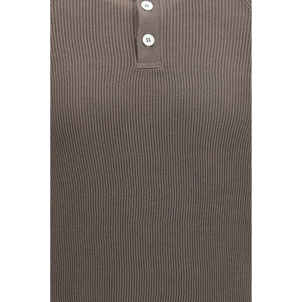Brunello Cucinelli Brown Cotton Polo Shirt Brunello Cucinelli