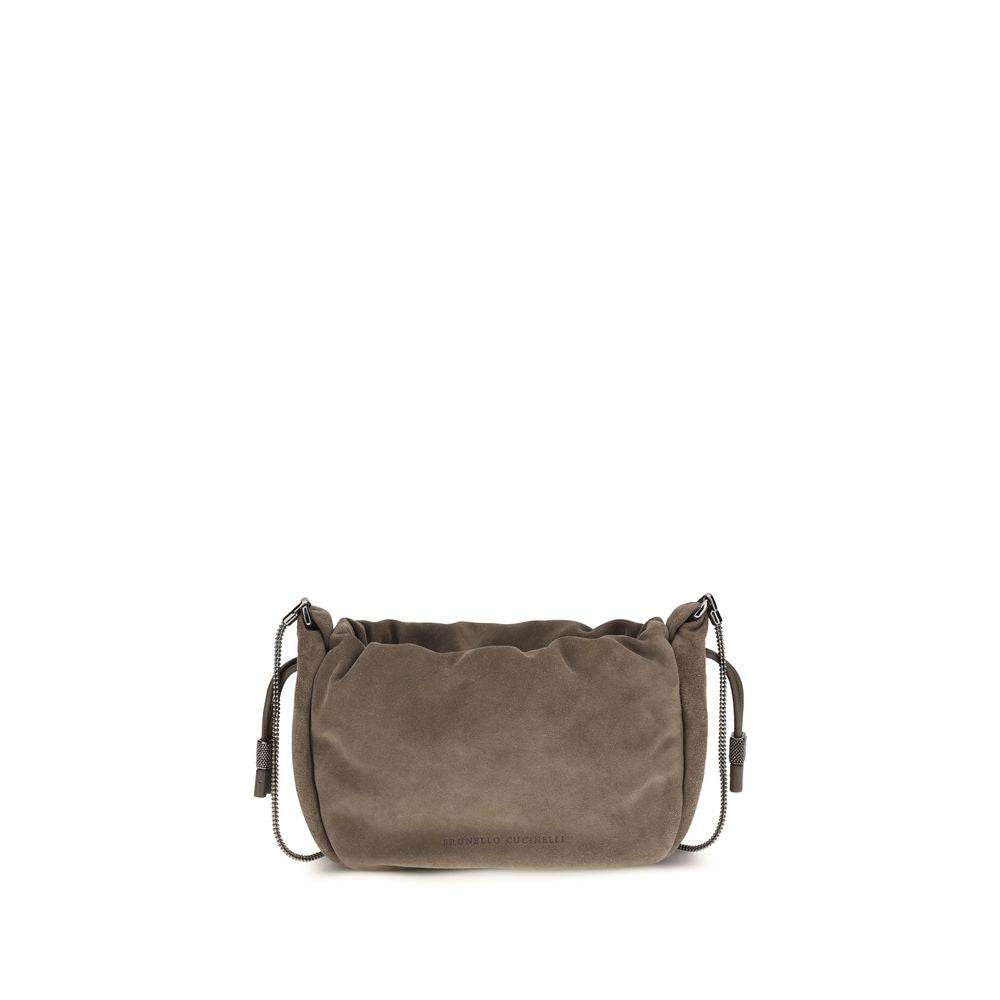 Brunello Cucinelli Brown Calf Leather Bos Taurus Shoulder Bag Brunello Cucinelli