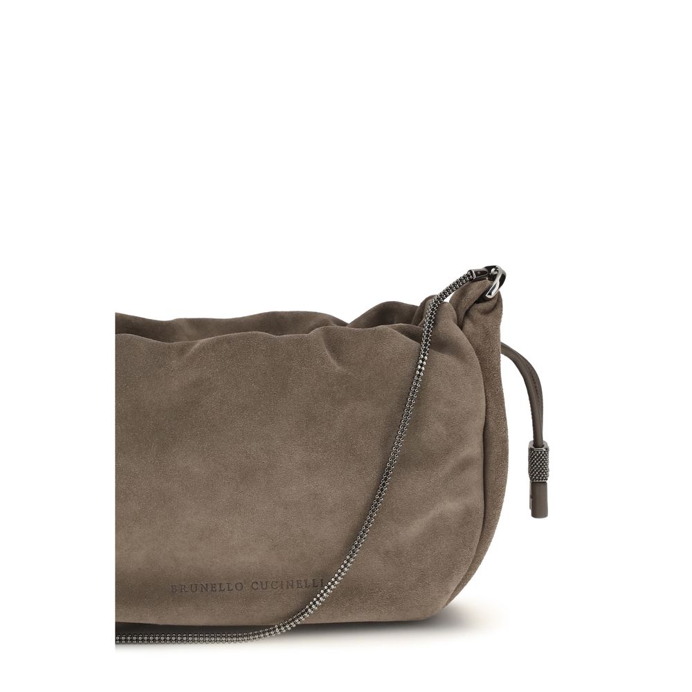 Brunello Cucinelli Brown Calf Leather Bos Taurus Shoulder Bag Brunello Cucinelli