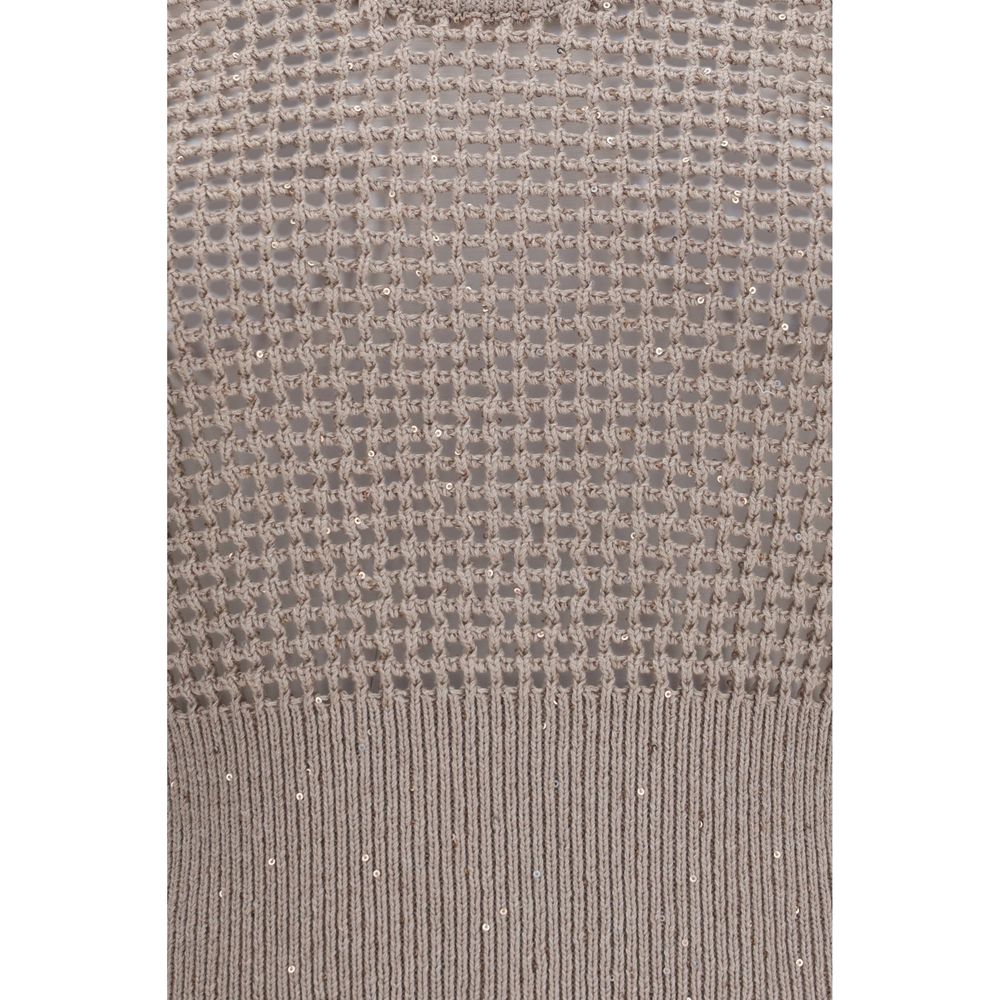 Brunello Cucinelli Beige Cotton Tank Tops Brunello Cucinelli