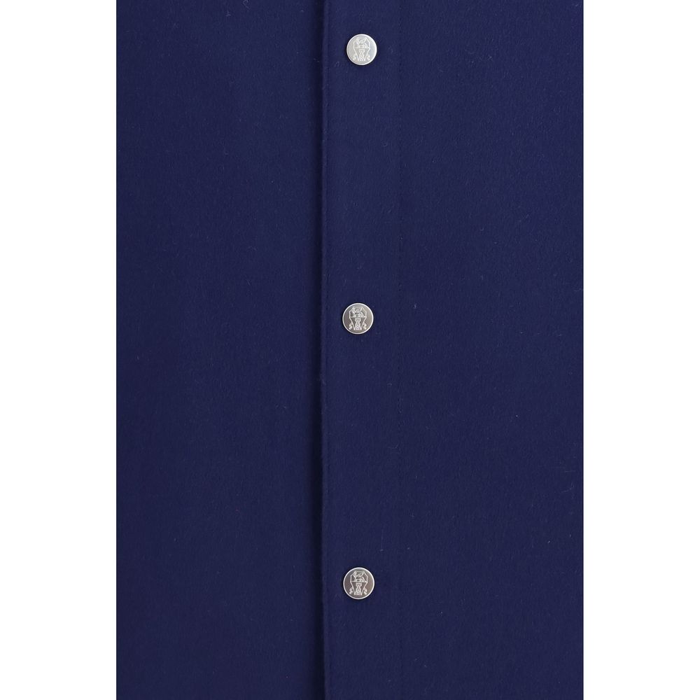 Brunello Cucinelli Blue Cashmere Full-Length Jacket Brunello Cucinelli