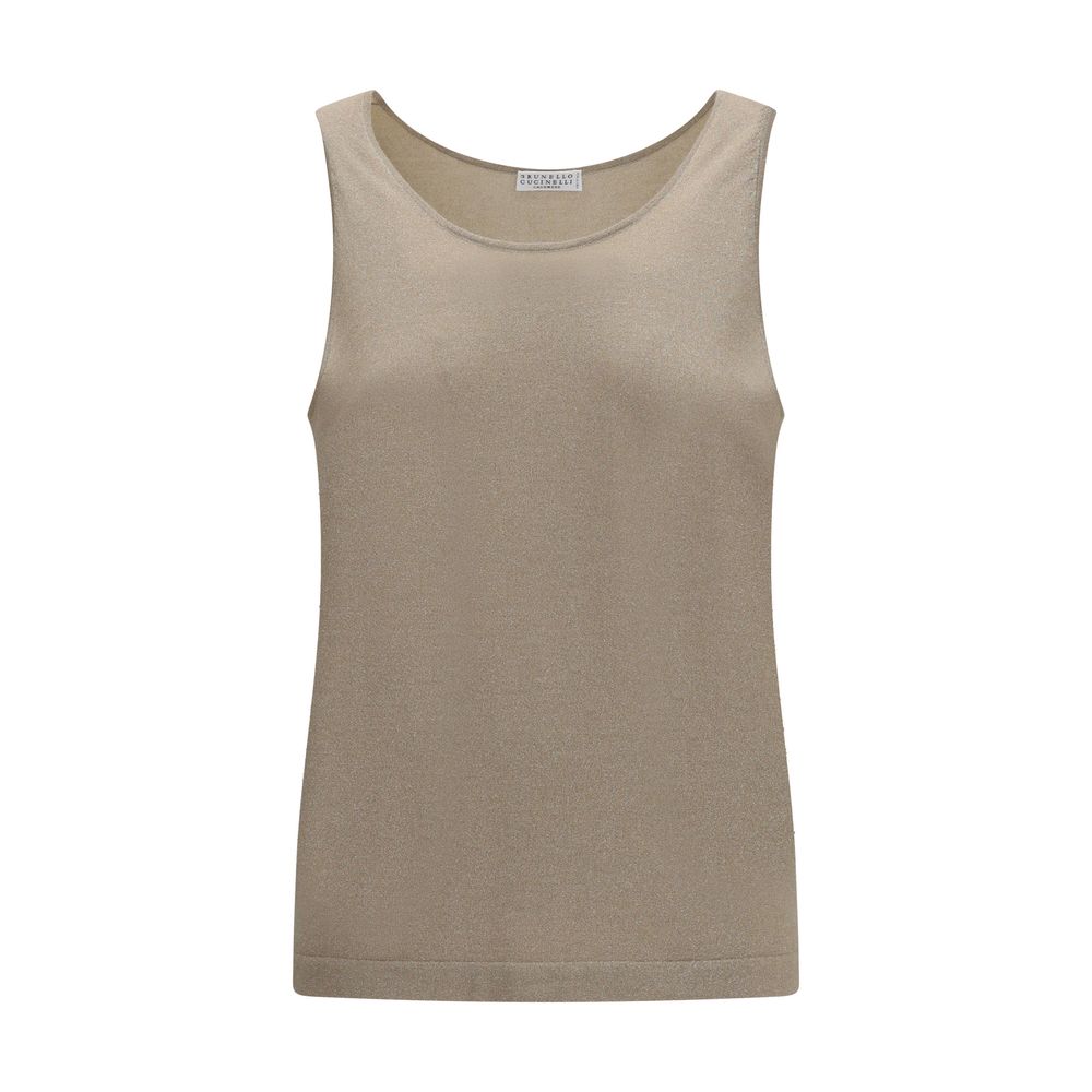 Brunello Cucinelli Beige Cashmere Tank Tops Brunello Cucinelli