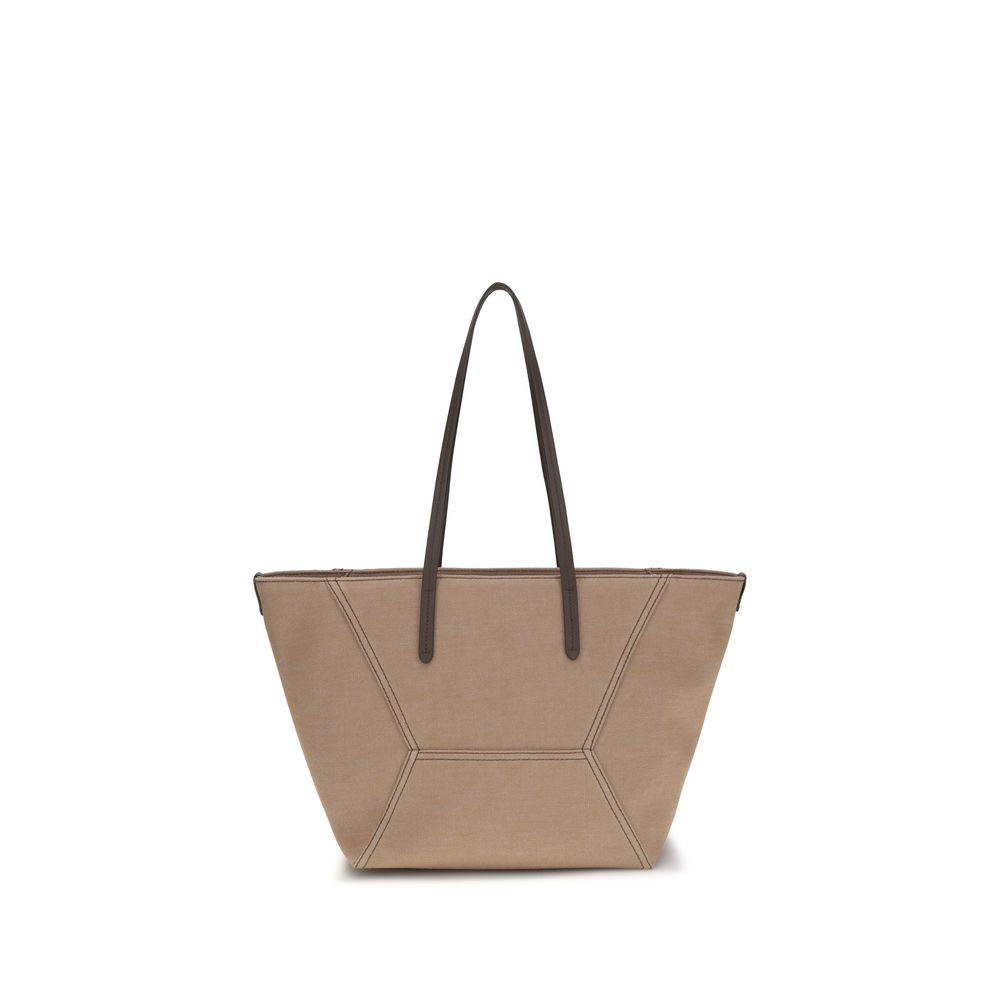 Brunello Cucinelli Beige Cotton Shoulder Bag Brunello Cucinelli