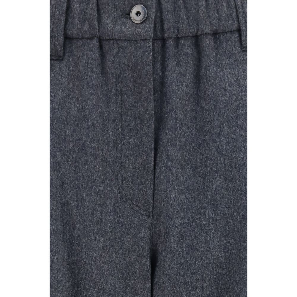 Brunello Cucinelli Gray Wool Oves Aries Casual Pants Brunello Cucinelli