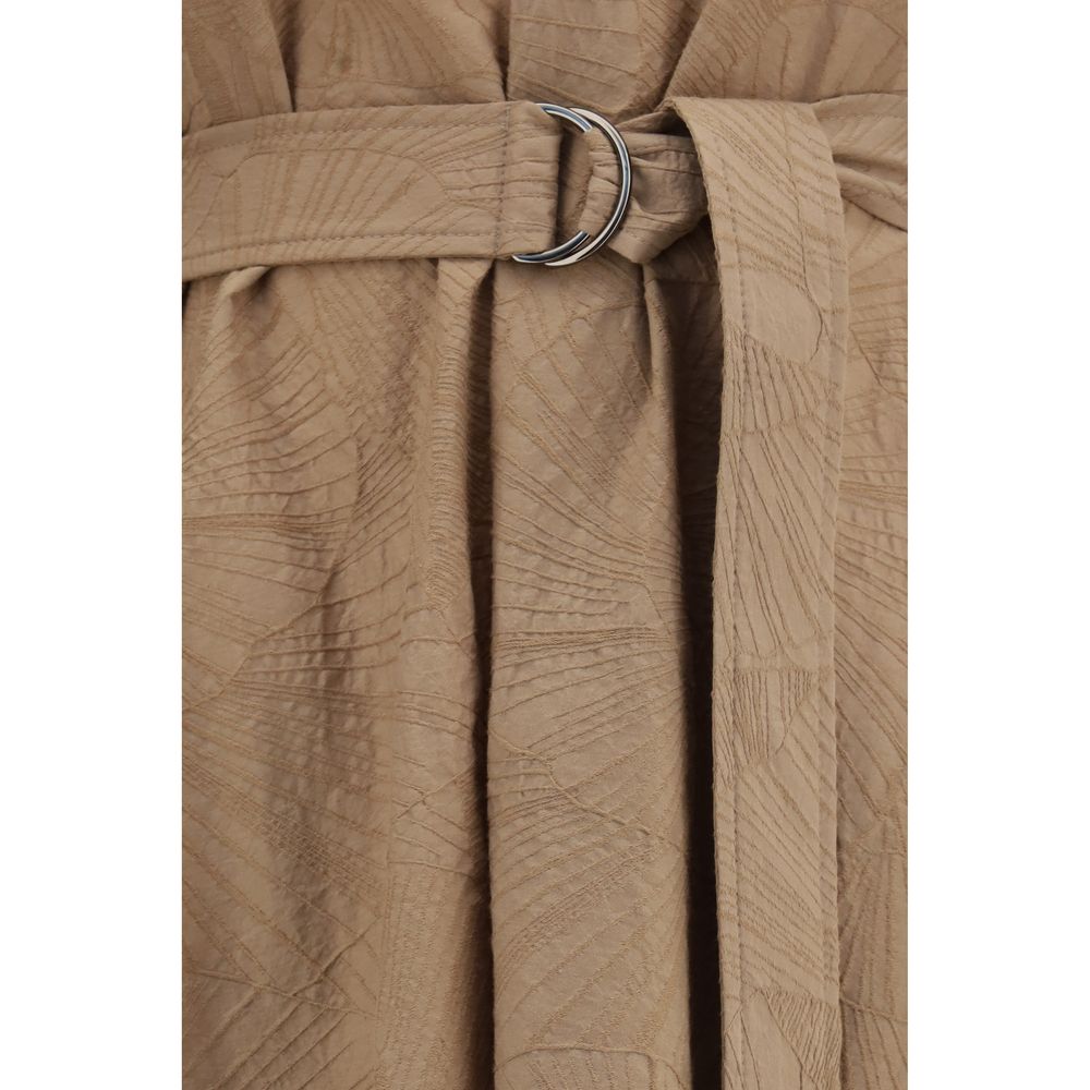 Brunello Cucinelli Beige Cotton Casual Dress Brunello Cucinelli