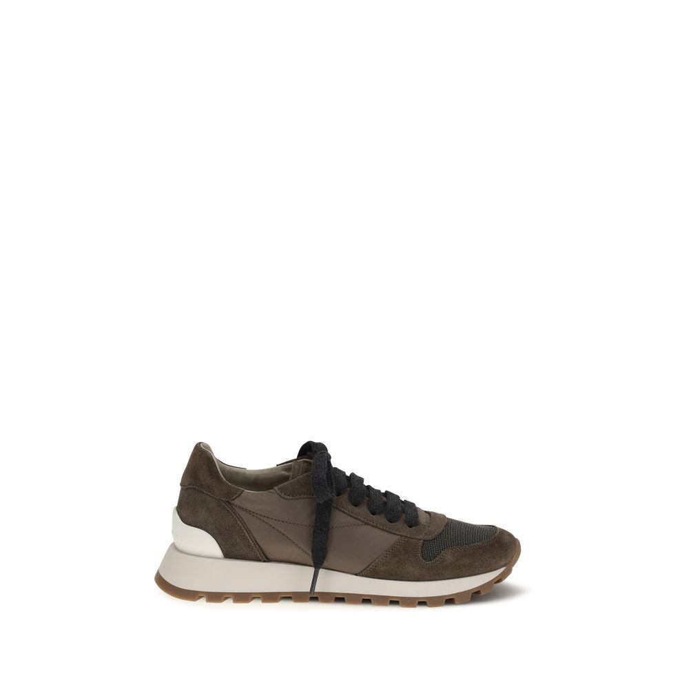 Brunello Cucinelli Brown Calf Leather Bos Taurus Athletic Sneakers Brunello Cucinelli