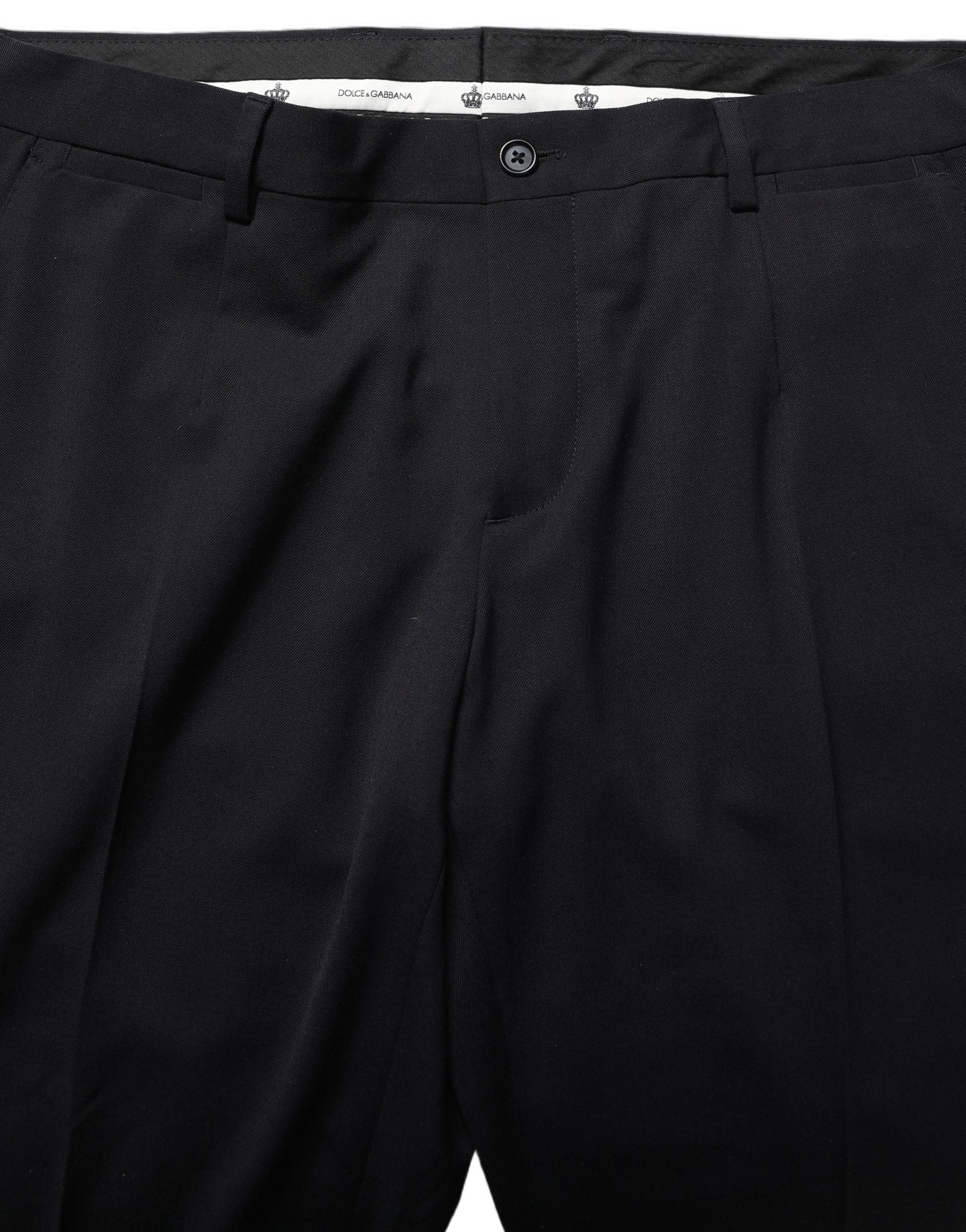Dolce & Gabbana Black Wool Tapered Leg Dress Trouser Pants Dolce & Gabbana