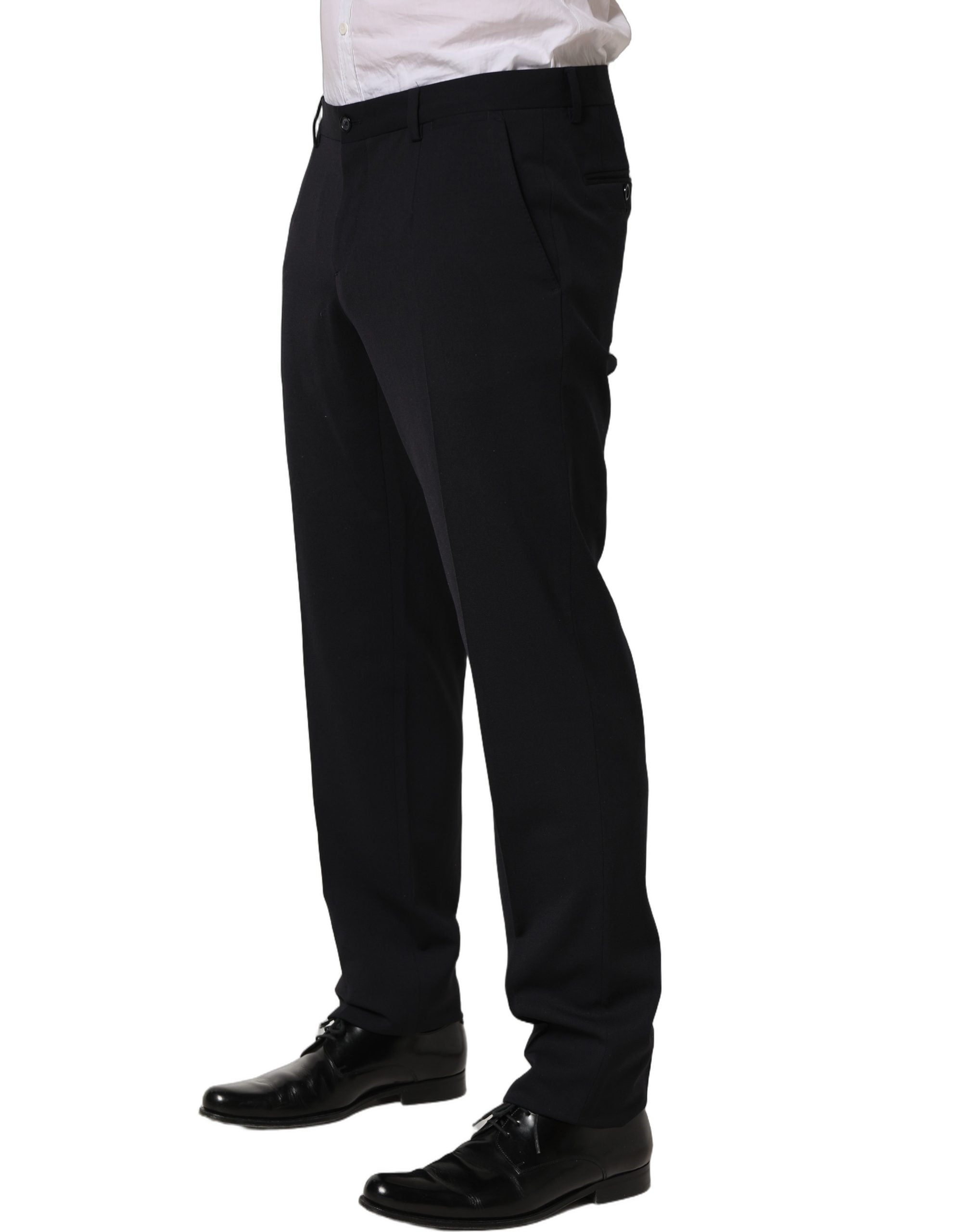 Dolce & Gabbana Black Wool Tapered Leg Dress Trouser Pants Dolce & Gabbana