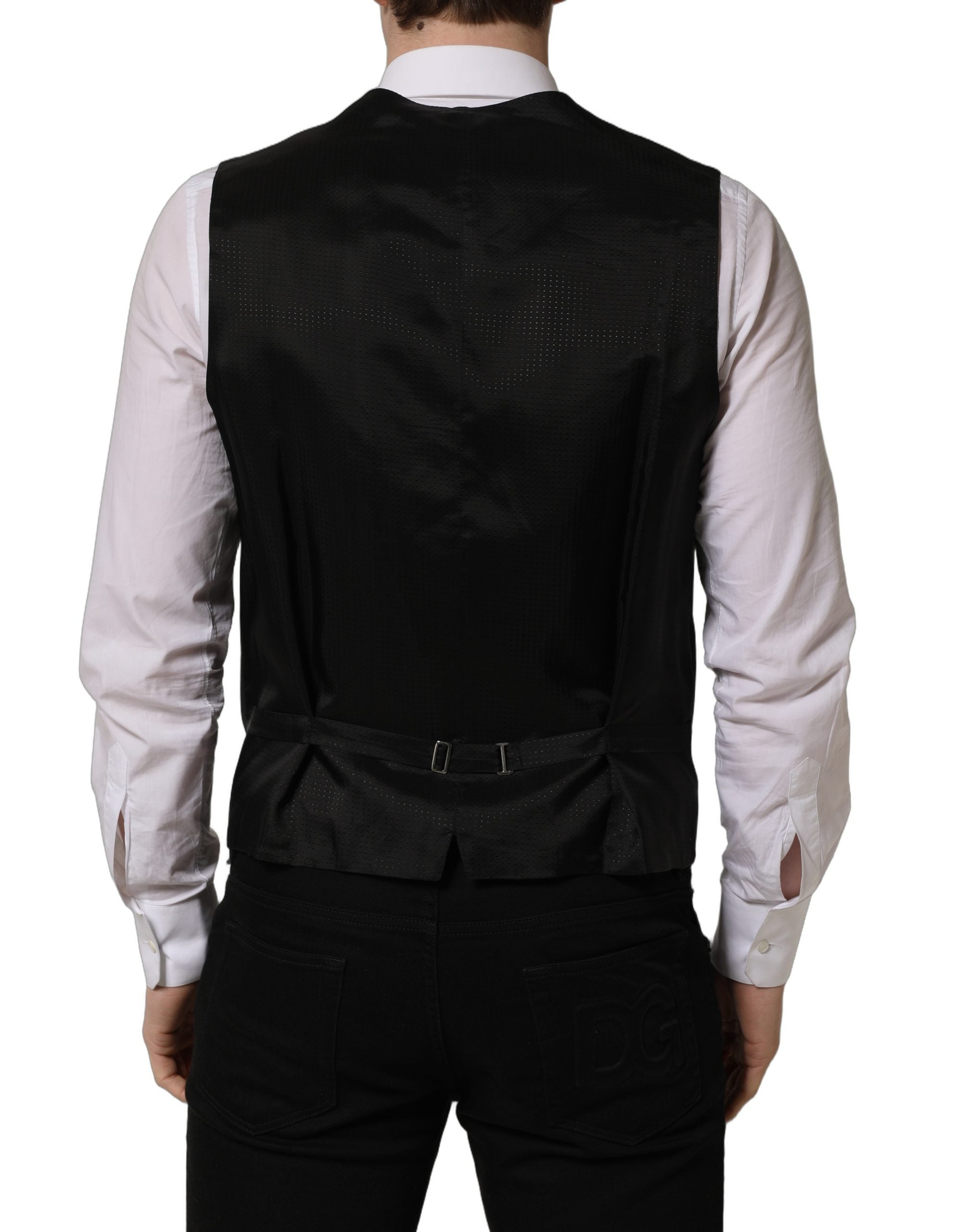 Dolce & Gabbana Black Single Breasted Men Waistcoat Vest Dolce & Gabbana