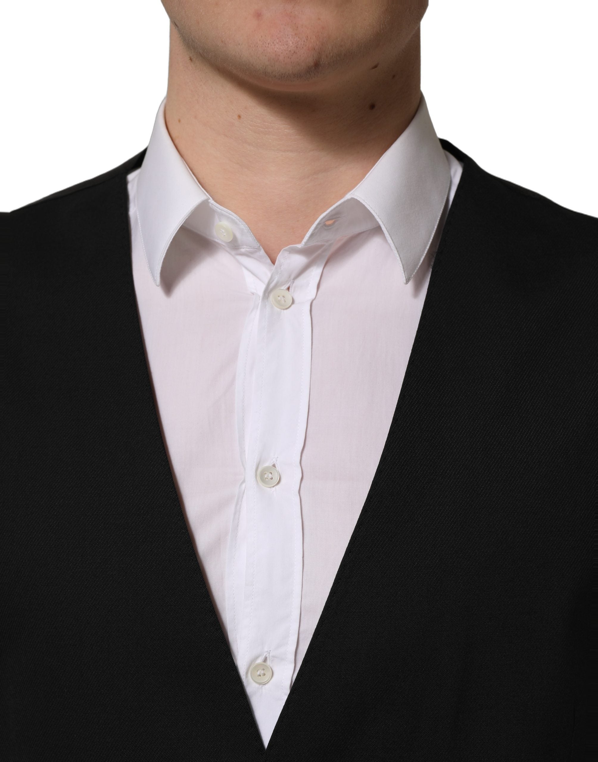 Dolce & Gabbana Black Single Breasted Men Waistcoat Vest Dolce & Gabbana