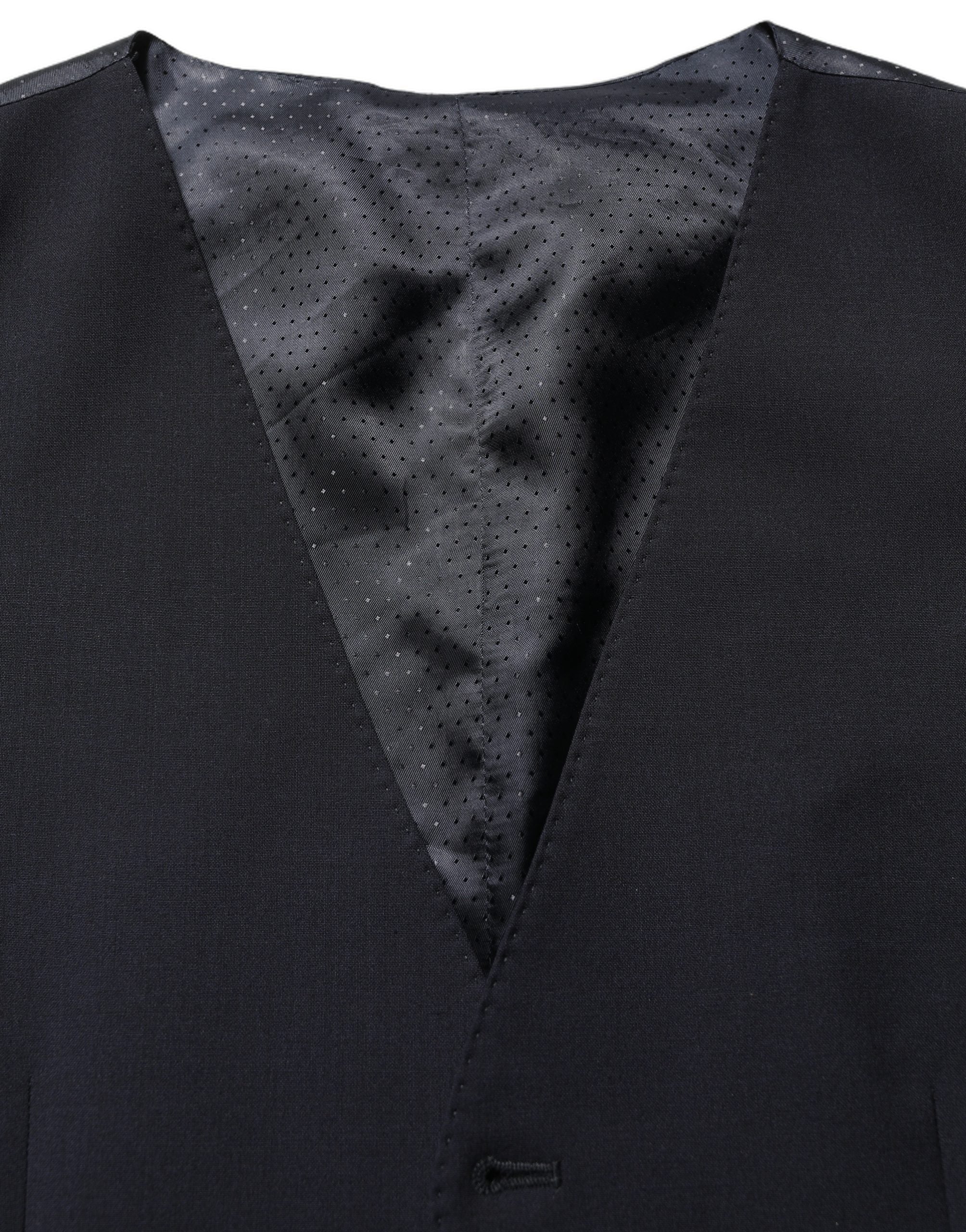 Dolce & Gabbana Black Wool Single Breasted Waistcoat Vest Dolce & Gabbana