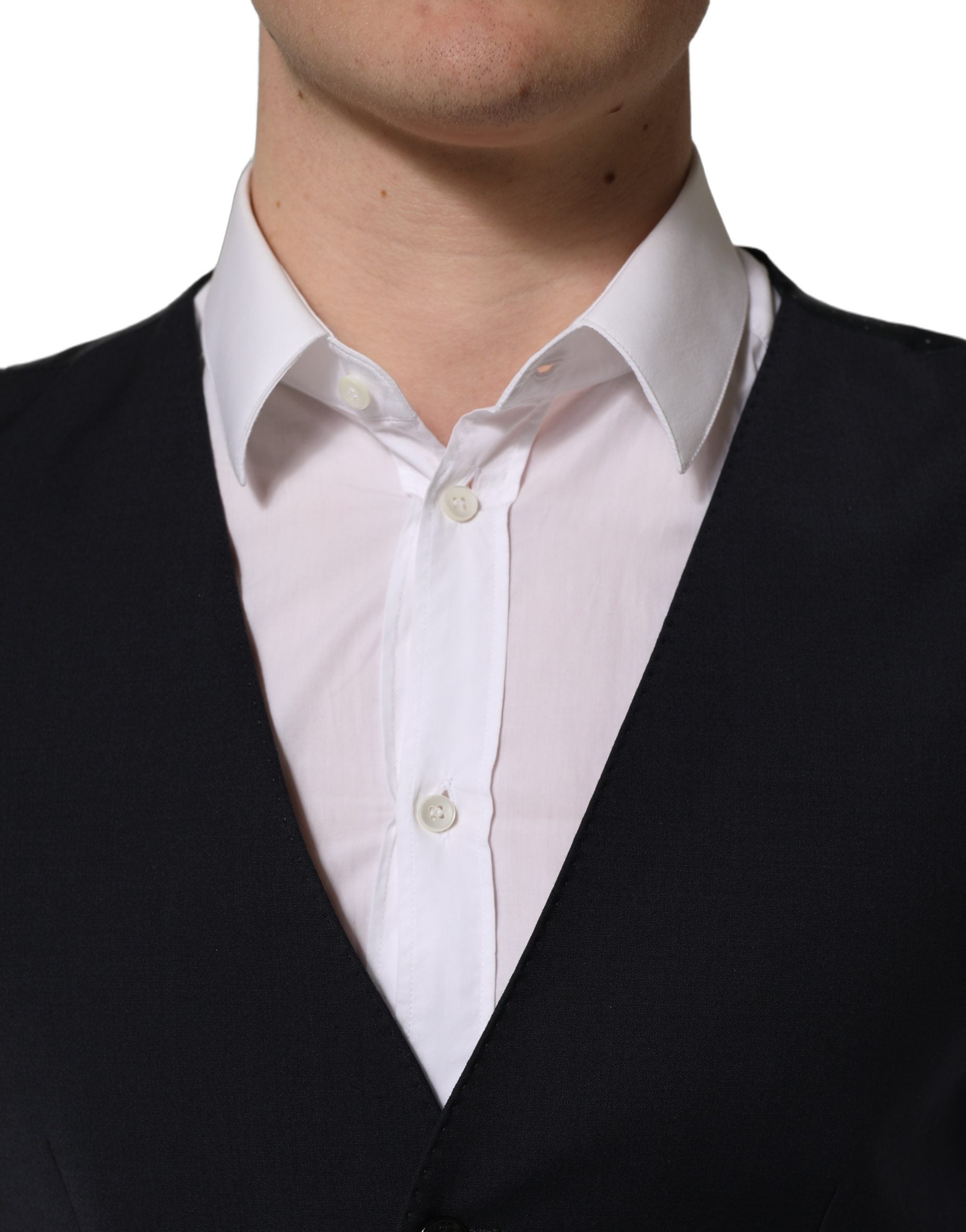 Dolce & Gabbana Black Wool Single Breasted Waistcoat Vest Dolce & Gabbana