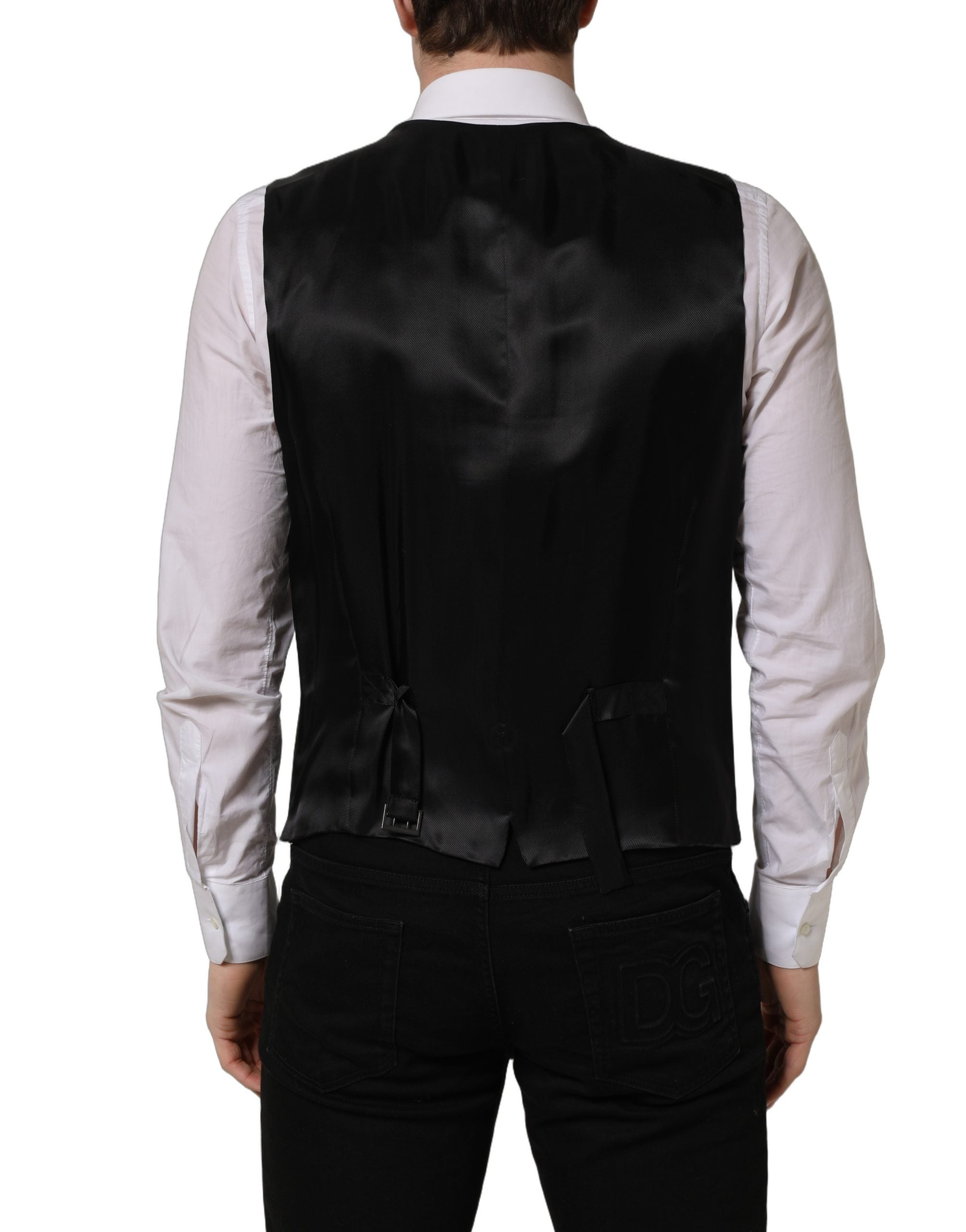 Dolce & Gabbana Black Wool Single Breasted Waistcoat Vest Dolce & Gabbana