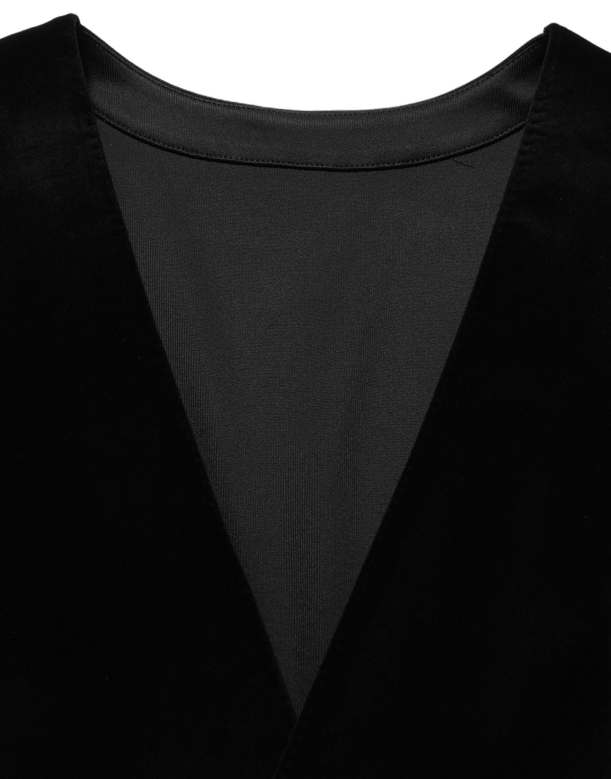 Dolce & Gabbana Black Cotton SingleBreasted Waistcoat Vest Dolce & Gabbana