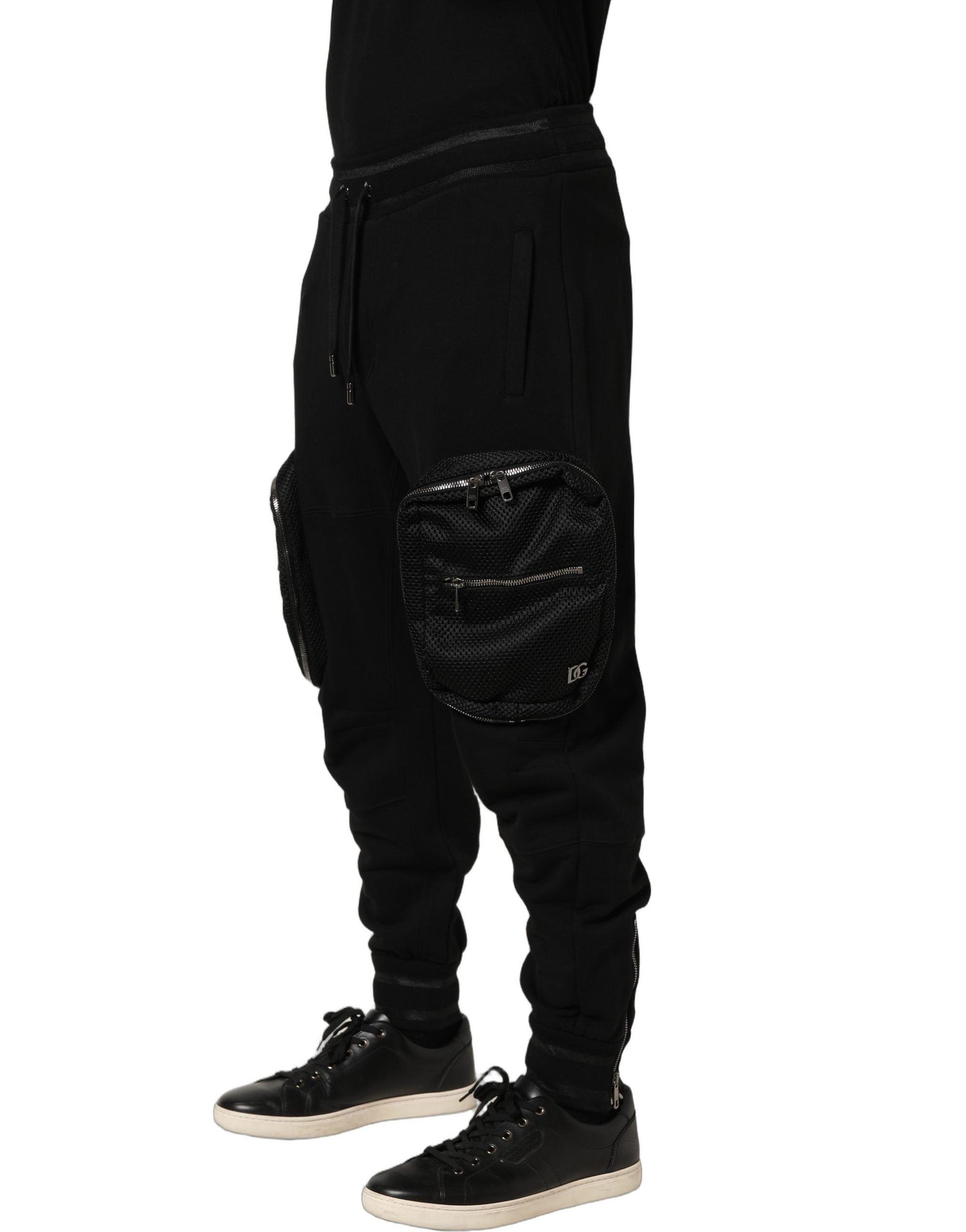 Dolce & Gabbana Black Mid Waist Cargo Jogger Sweatpants Pants Dolce & Gabbana