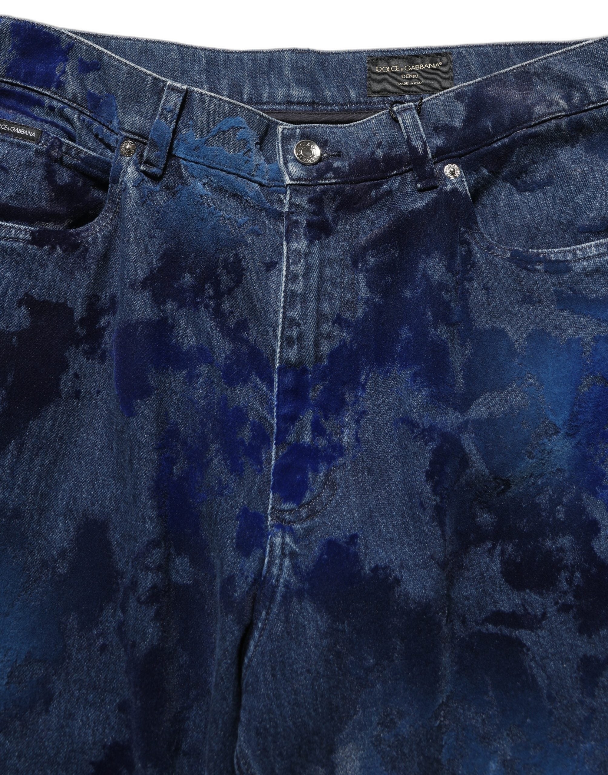 Dolce & Gabbana Blue Tie Dye Cotton Men Straight Denim Jeans Dolce & Gabbana